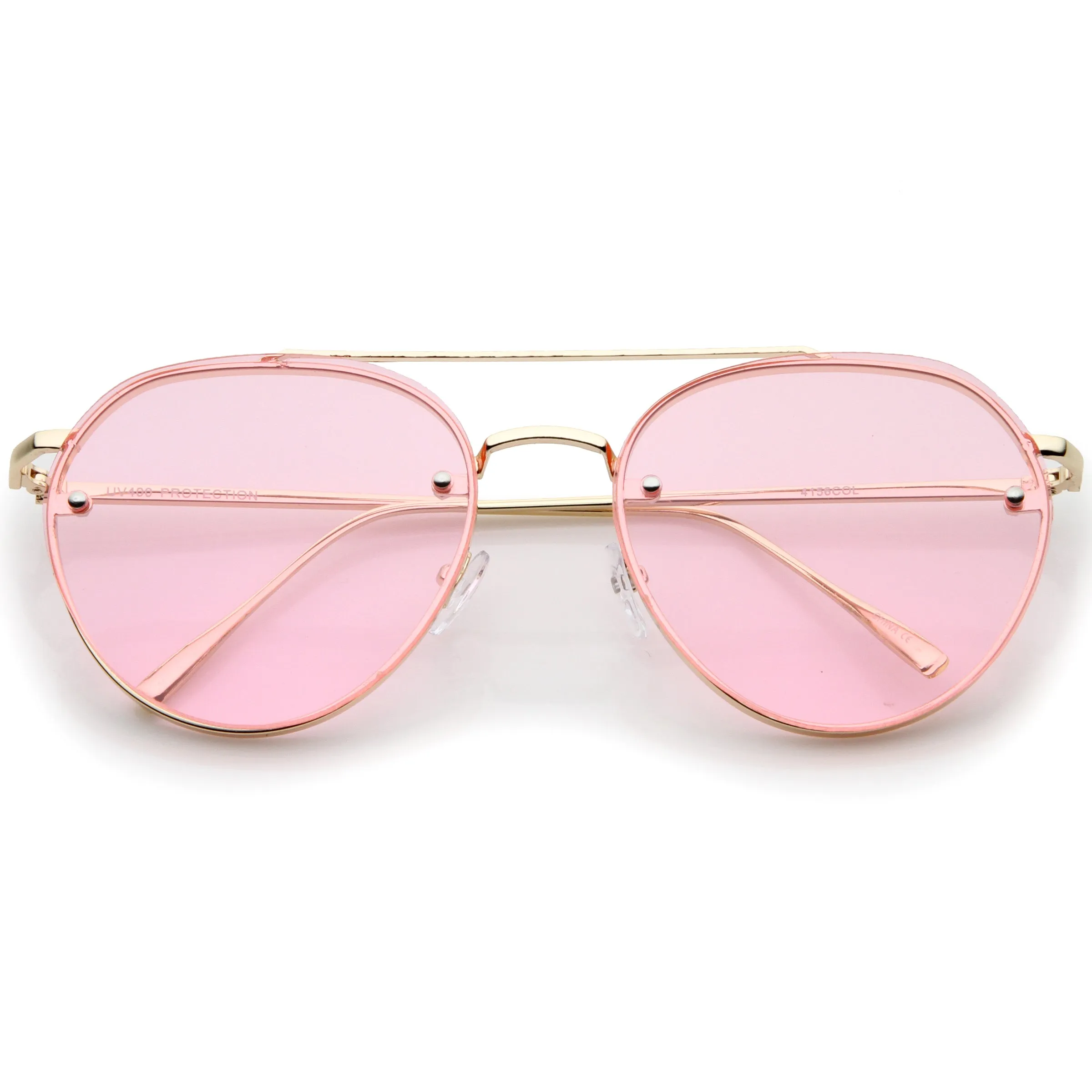 Retro Modern Rimless Flat Color Lens Aviator Sunglasses A826 sold by ZeroUV