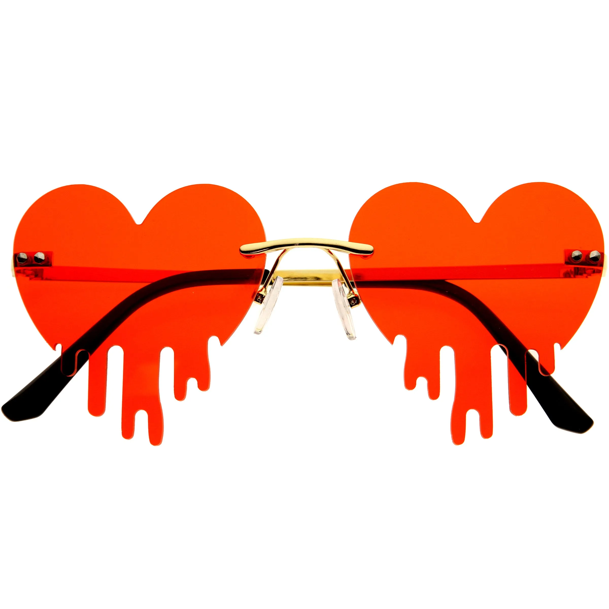 Cute Dripping Love Heart Shaped Rimless Heart Sunglasses D306 sold by ZeroUV