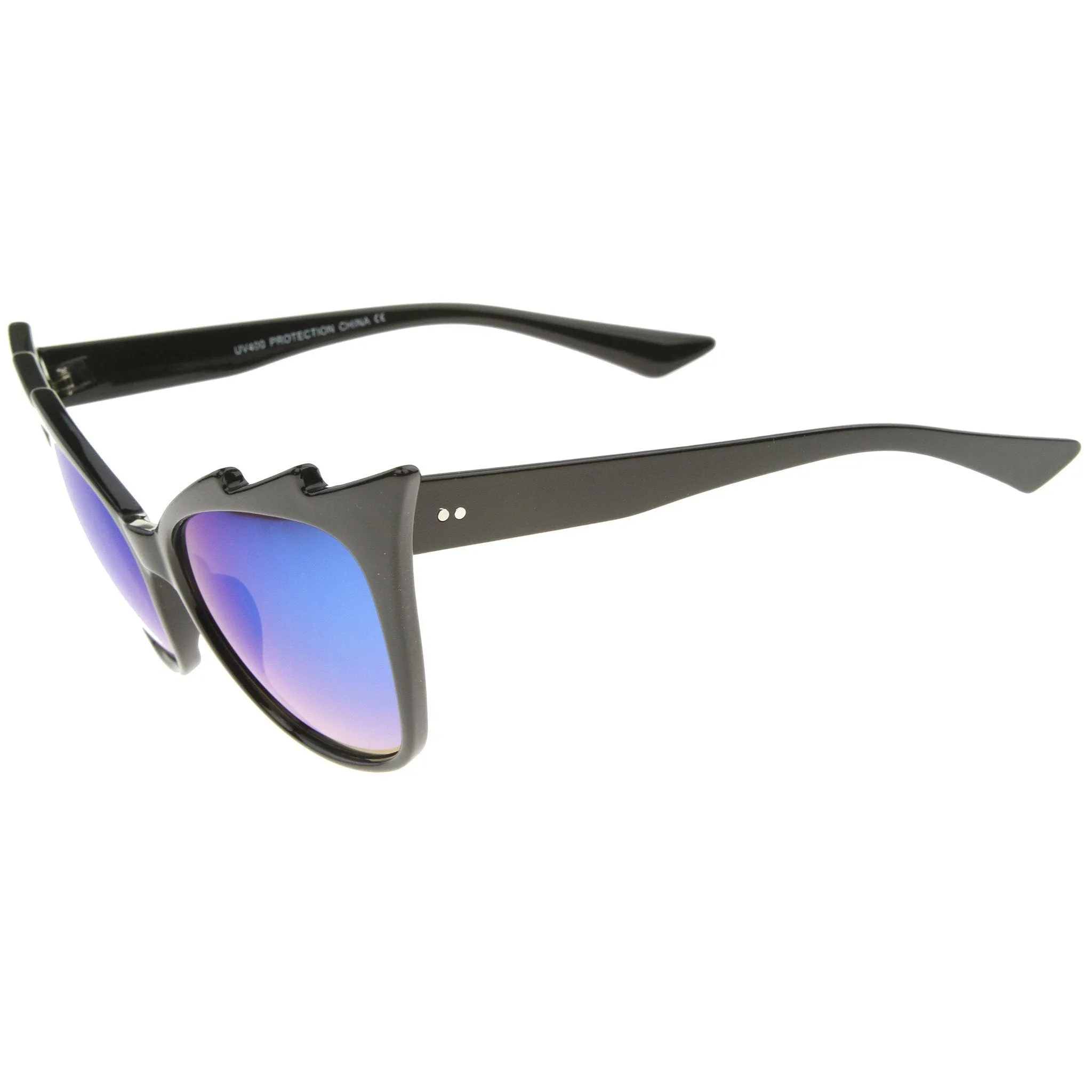 Women's Jagged Edge Mirror Lens Cat Eye Sunglasses A161 sold by ZeroUV product image thumbnail 3