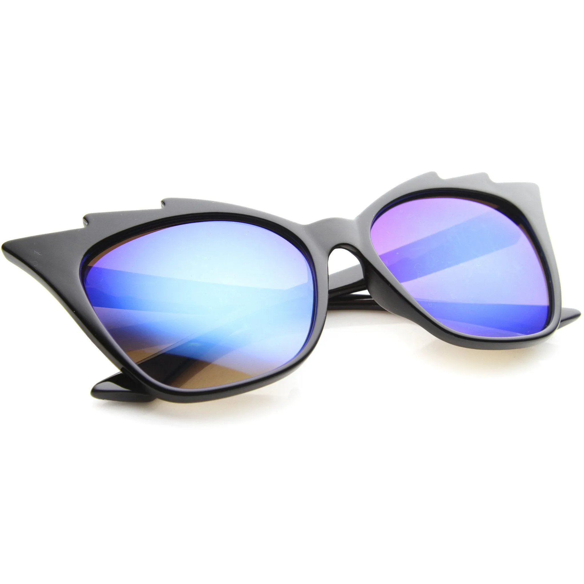 Women's Jagged Edge Mirror Lens Cat Eye Sunglasses A161 sold by ZeroUV product image thumbnail 4