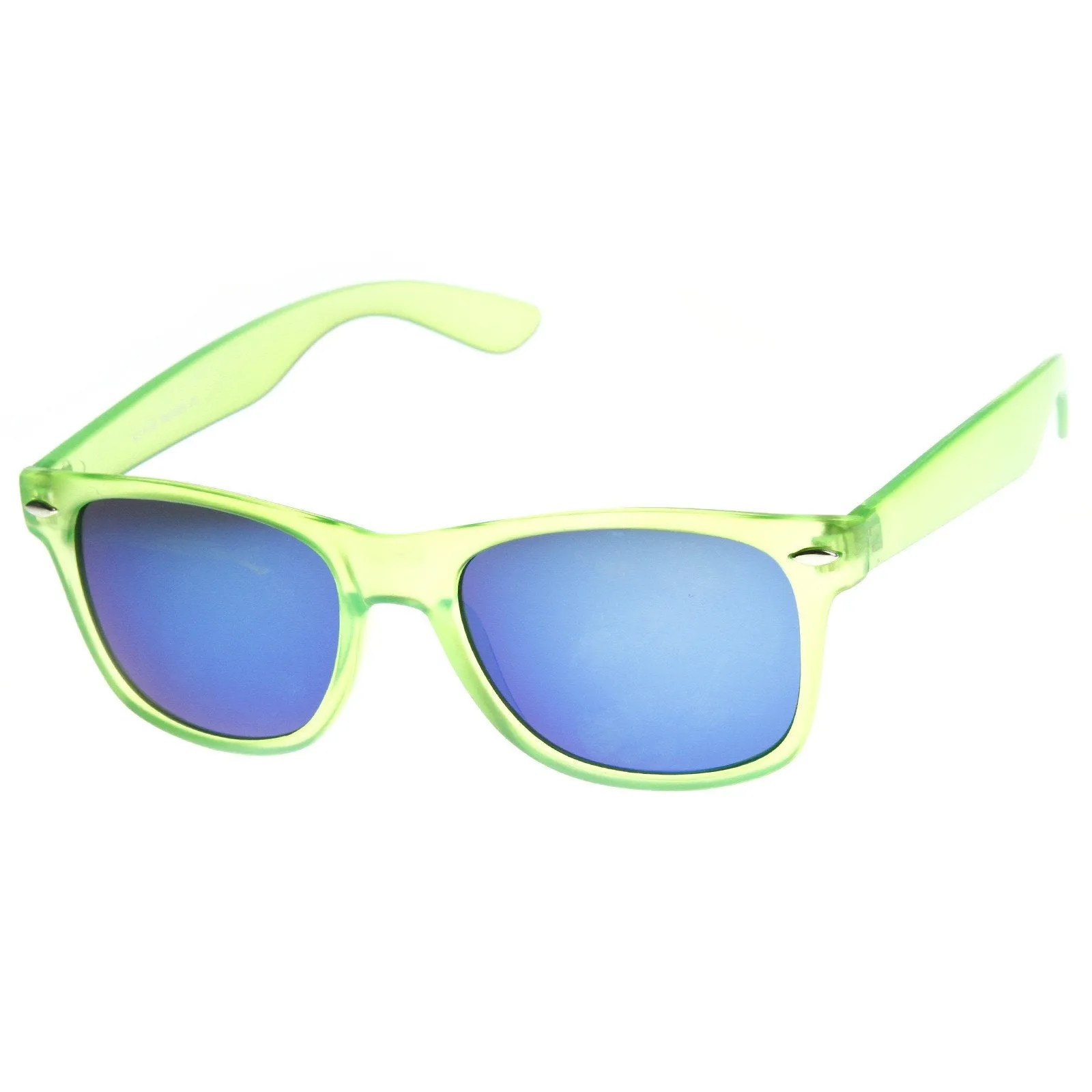 Frosted Neon Retro Party Reflective Mirror Lens Horned Rim Sunglasses 8651 sold by ZeroUV product image thumbnail 4