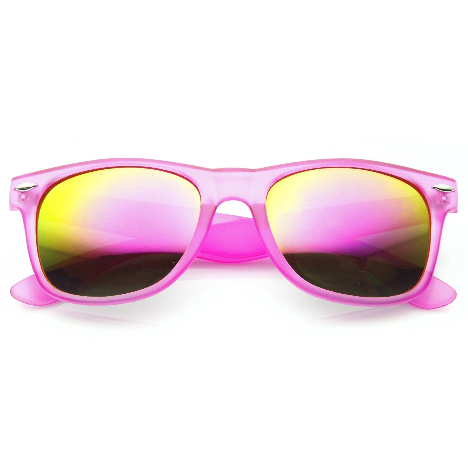 Frosted Neon Retro Party Reflective Mirror Lens Horned Rim Sunglasses 8651 sold by ZeroUV
