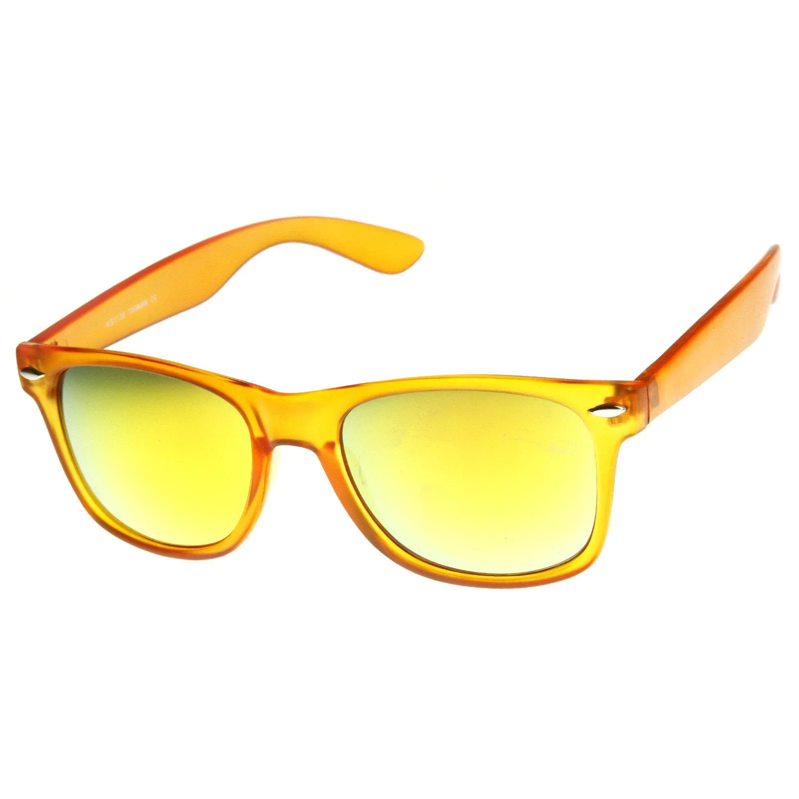 Frosted Neon Retro Party Reflective Mirror Lens Horned Rim Sunglasses 8651 sold by ZeroUV product image thumbnail 5