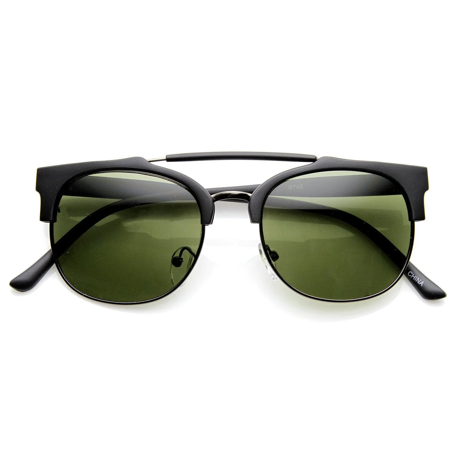 Designer Fashion Double Bridge Half Frame Round Sunglasses 8993 sold by ZeroUV product image thumbnail 3
