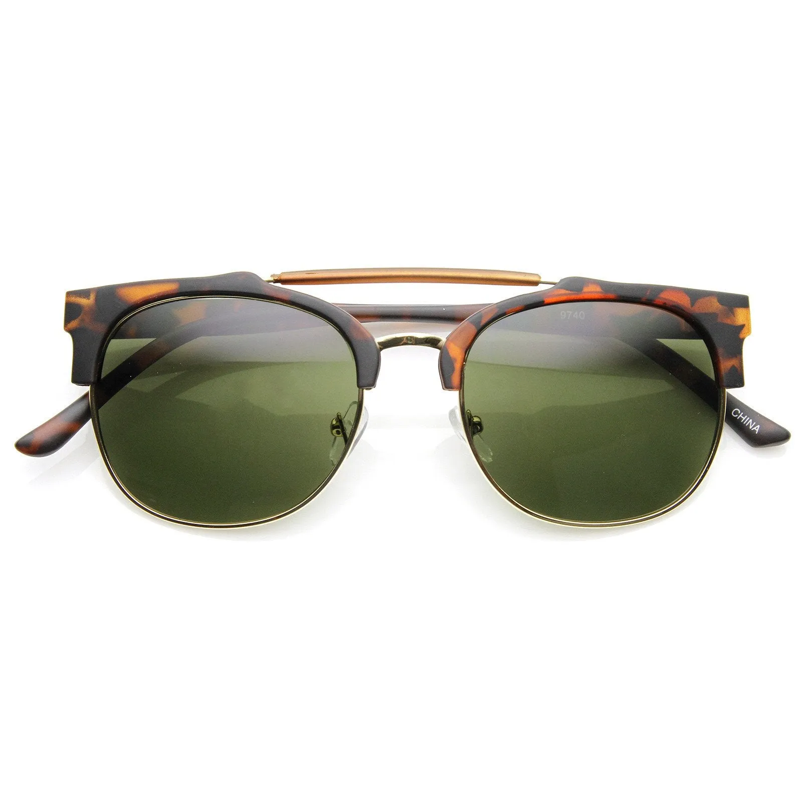 Designer Fashion Double Bridge Half Frame Round Sunglasses 8993 sold by ZeroUV product image thumbnail 4