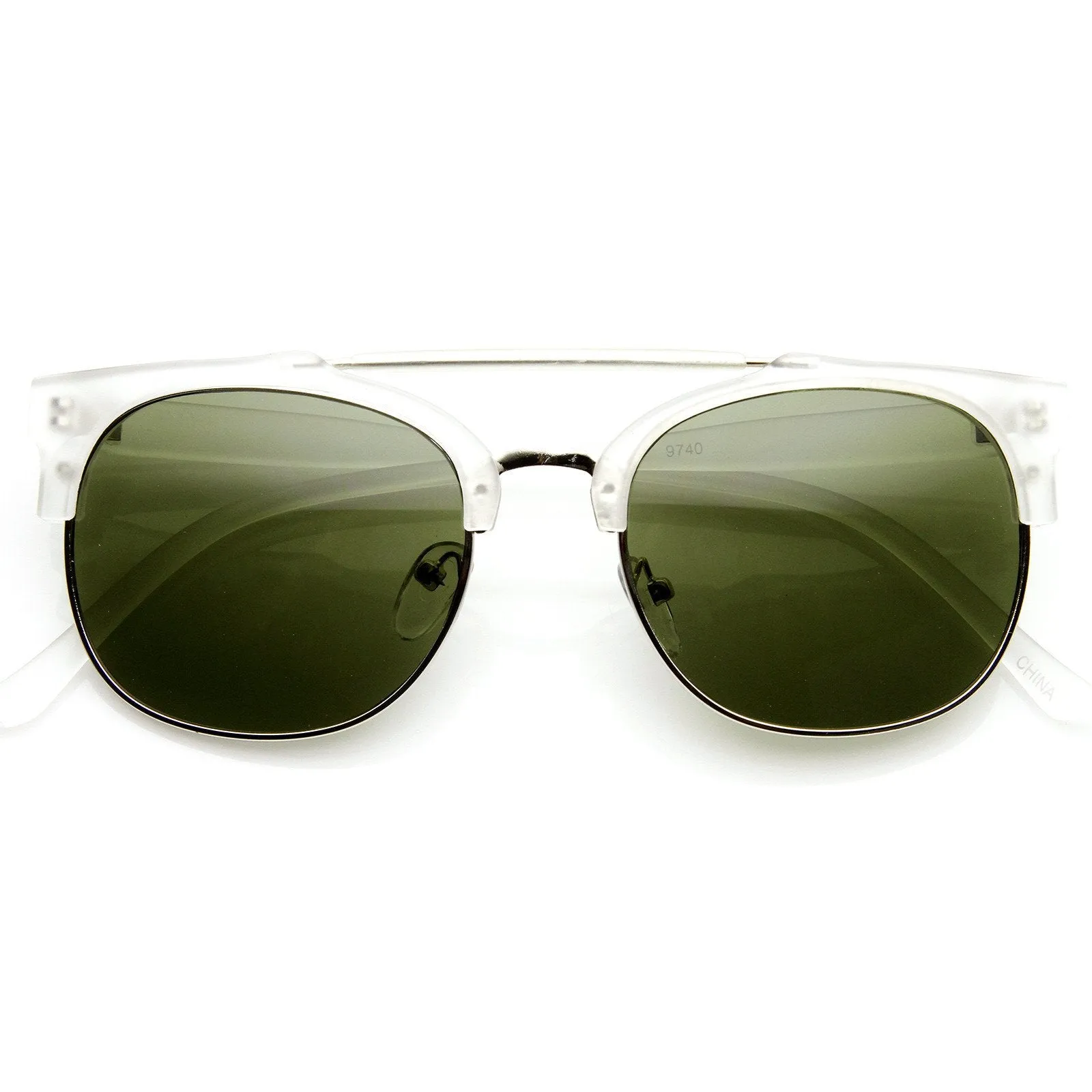 Designer Fashion Double Bridge Half Frame Round Sunglasses 8993 sold by ZeroUV product image thumbnail 5