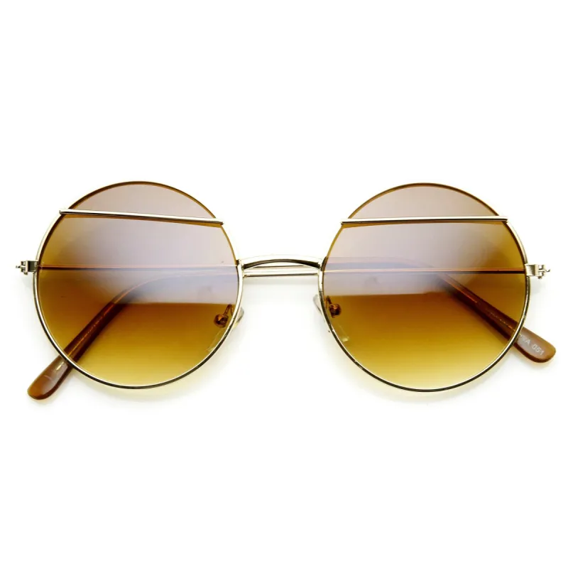 Trendy Womens Round Fashion Eyelid Metal Sunglasses 9393 sold by ZeroUV