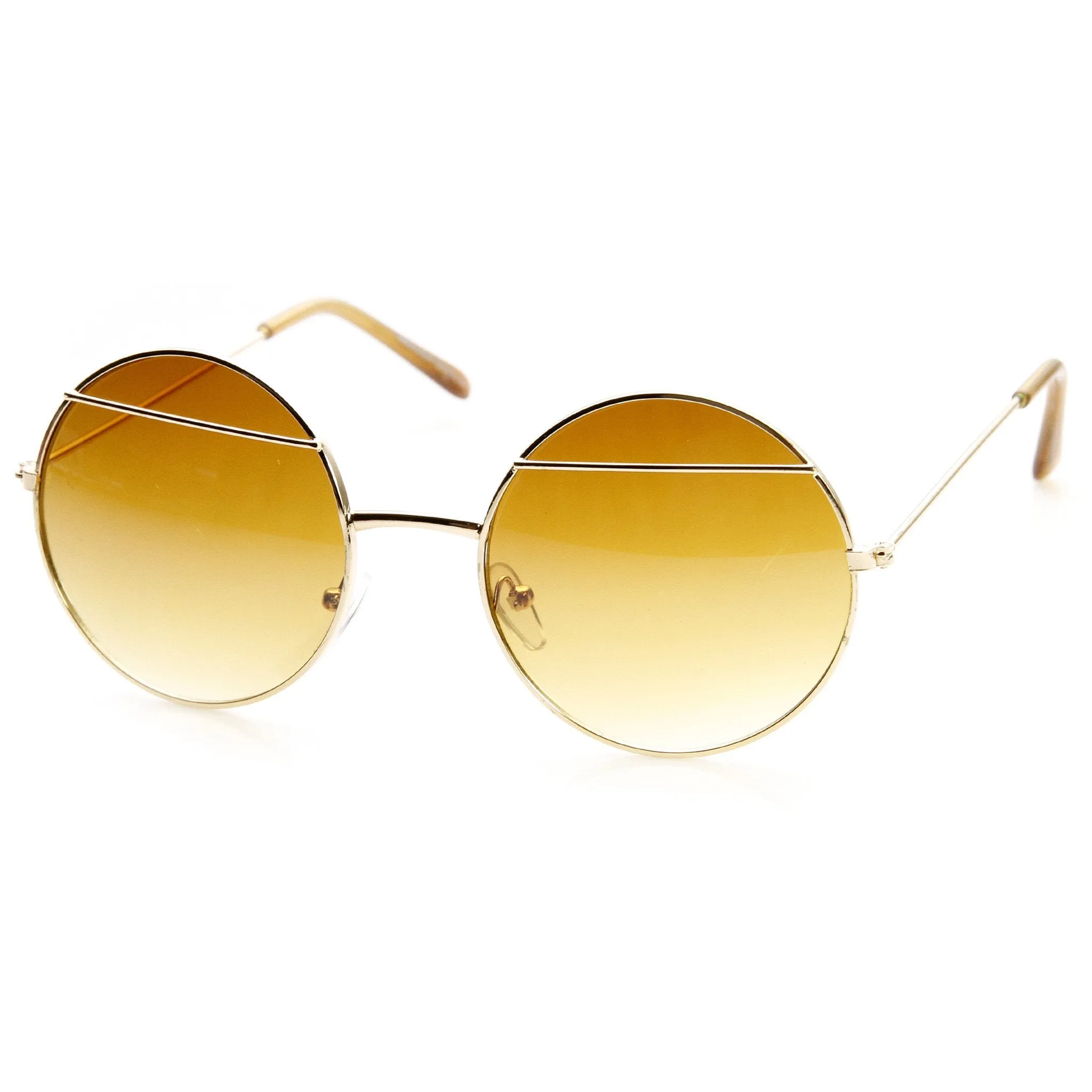 Trendy Womens Round Fashion Eyelid Metal Sunglasses 9393 sold by ZeroUV product image thumbnail 2