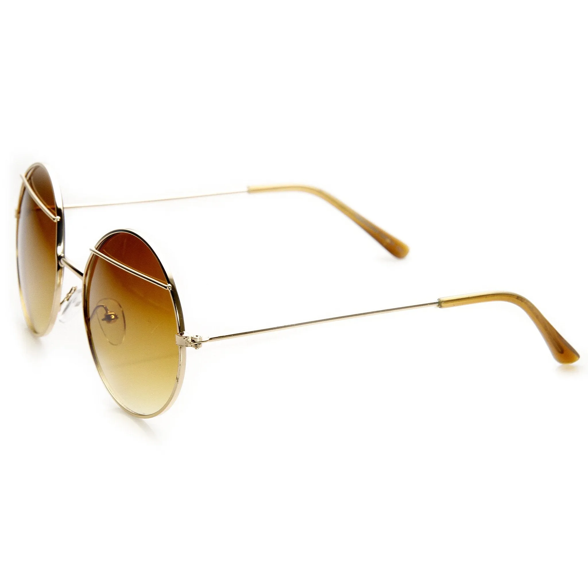 Trendy Womens Round Fashion Eyelid Metal Sunglasses 9393 sold by ZeroUV product image thumbnail 3