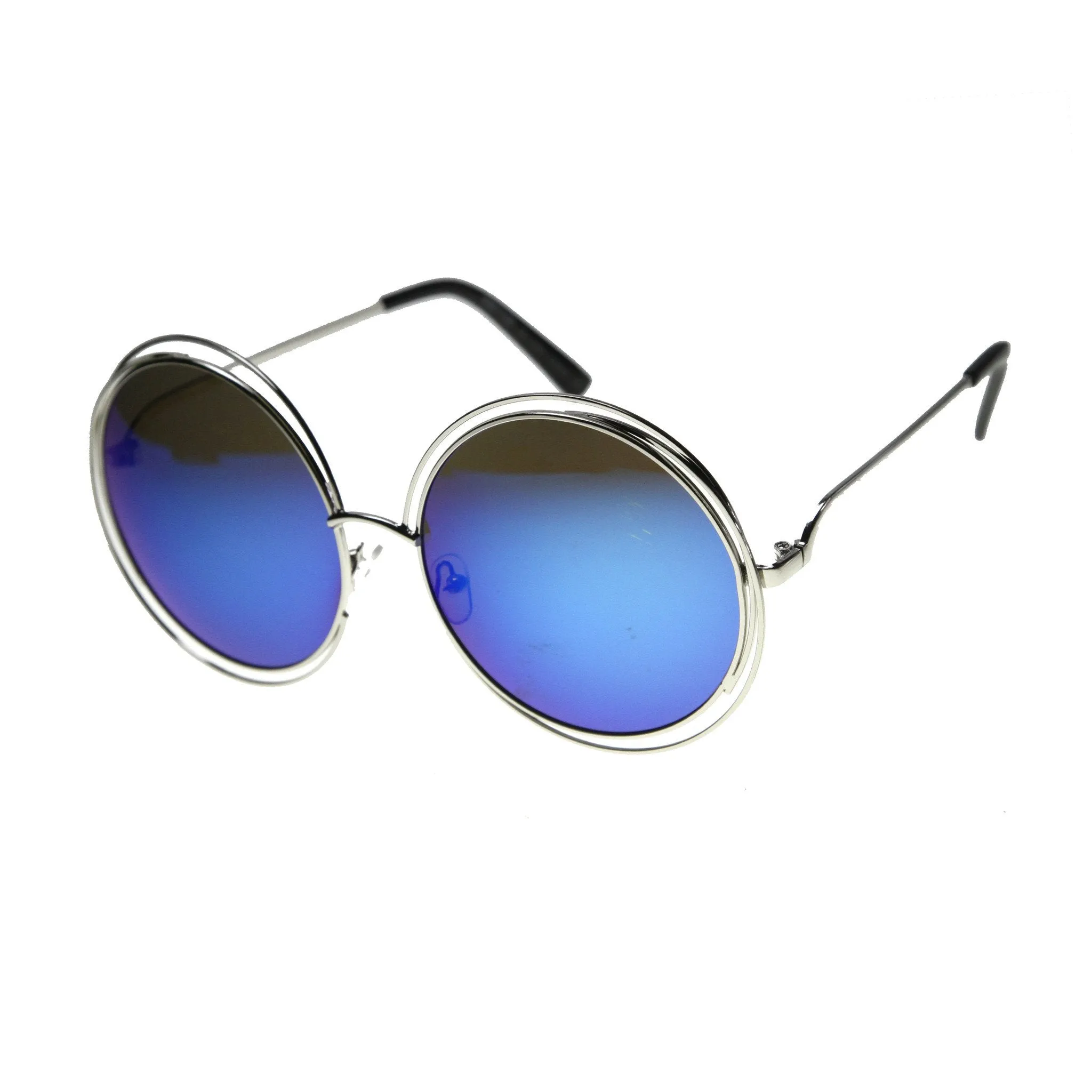 Women's Fashion Retro Dual Metal Round Mirror Lens Sunglasses 9767 sold by ZeroUV product image thumbnail 4