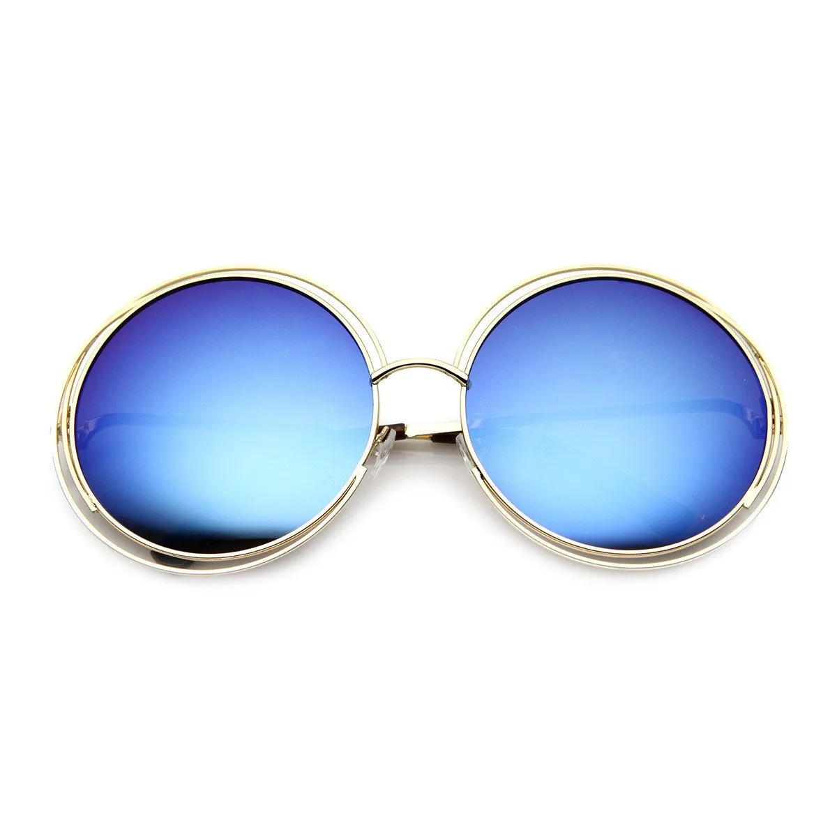 Women's Fashion Retro Dual Metal Round Mirror Lens Sunglasses 9767 sold by ZeroUV product image thumbnail 2