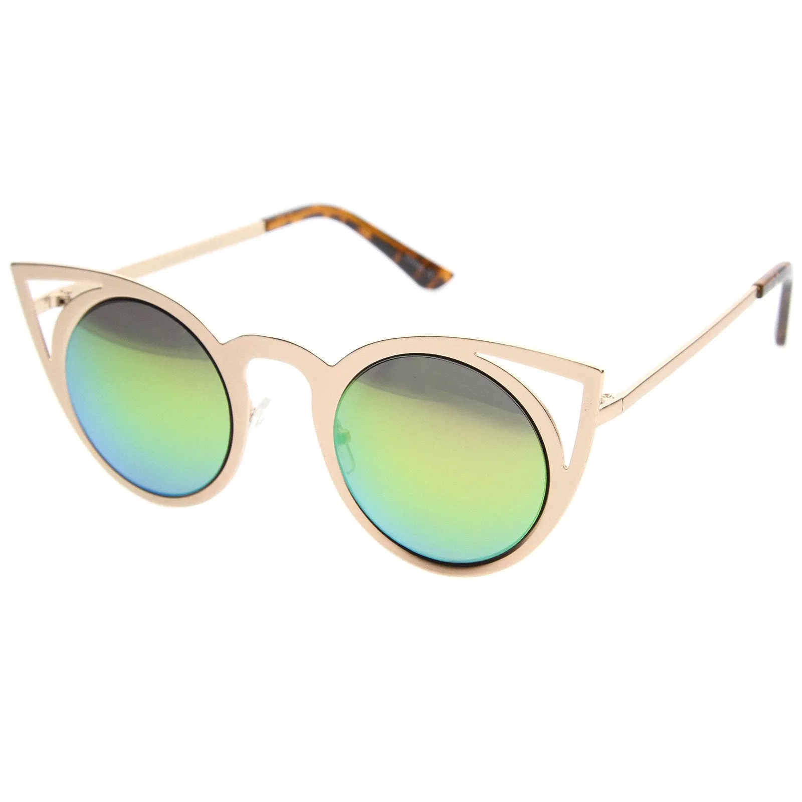 Women's Laser Cut Round Metal Mirror Lens Sunglasses A102 sold by ZeroUV product image thumbnail 5