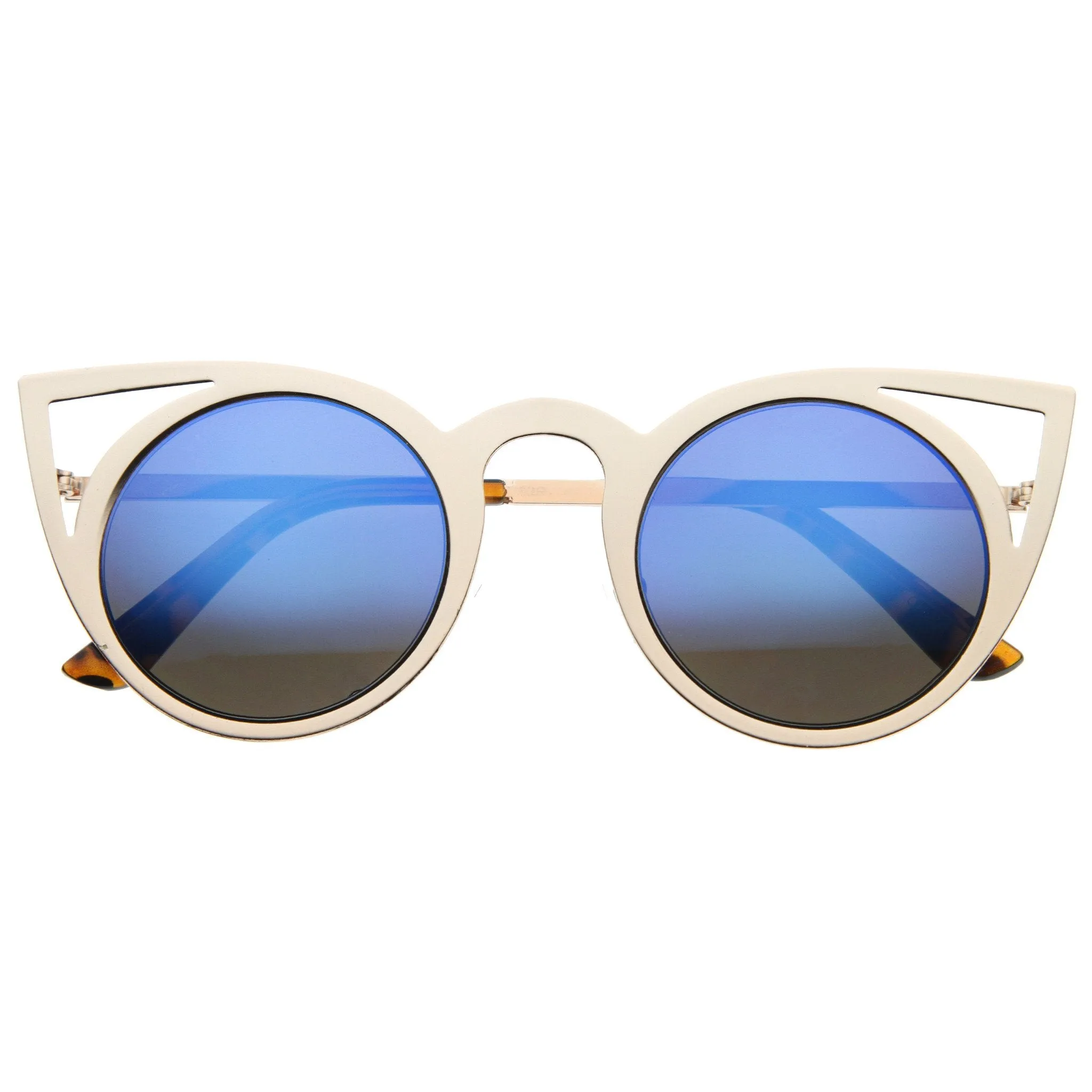 Women's Laser Cut Round Metal Mirror Lens Sunglasses A102 sold by ZeroUV product image thumbnail 3