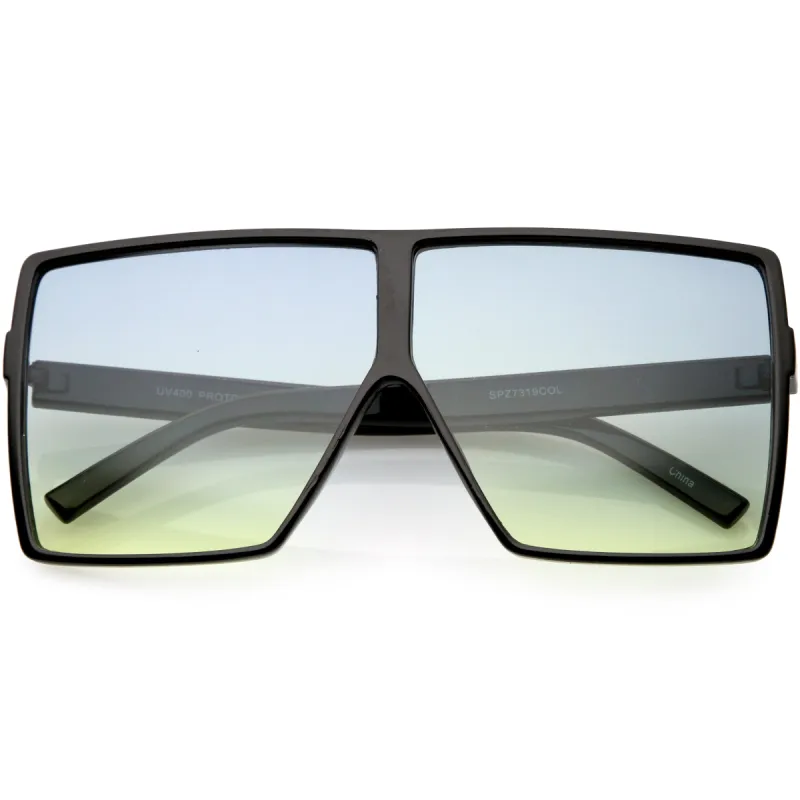 Oversize Retro Modern Flat Lens Flat Top Translucent Sunglasses C730 sold by ZeroUV