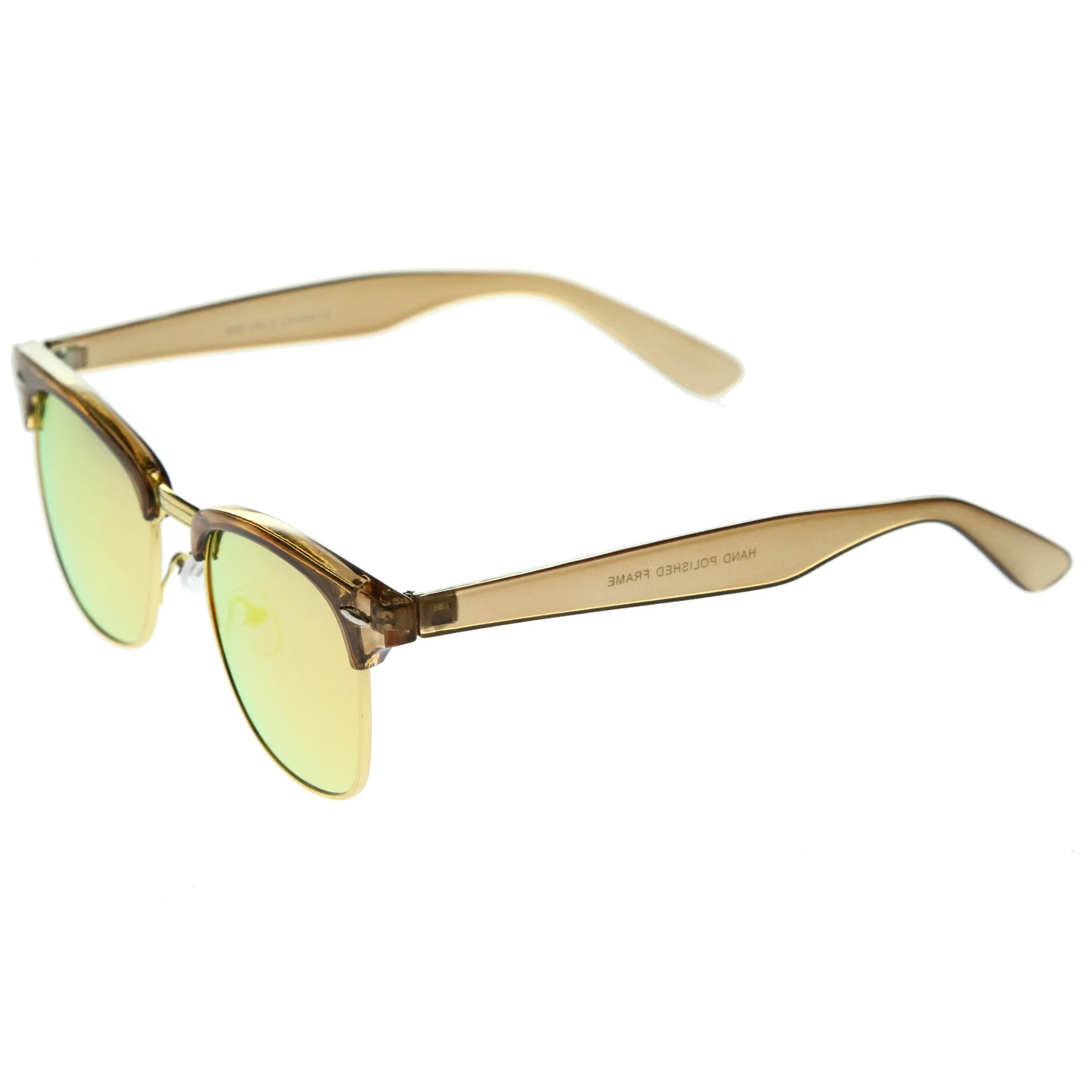 Retro Modern Horned Rim Half Frame Mirrored Lens Sunglasses A031 sold by ZeroUV product image thumbnail 3