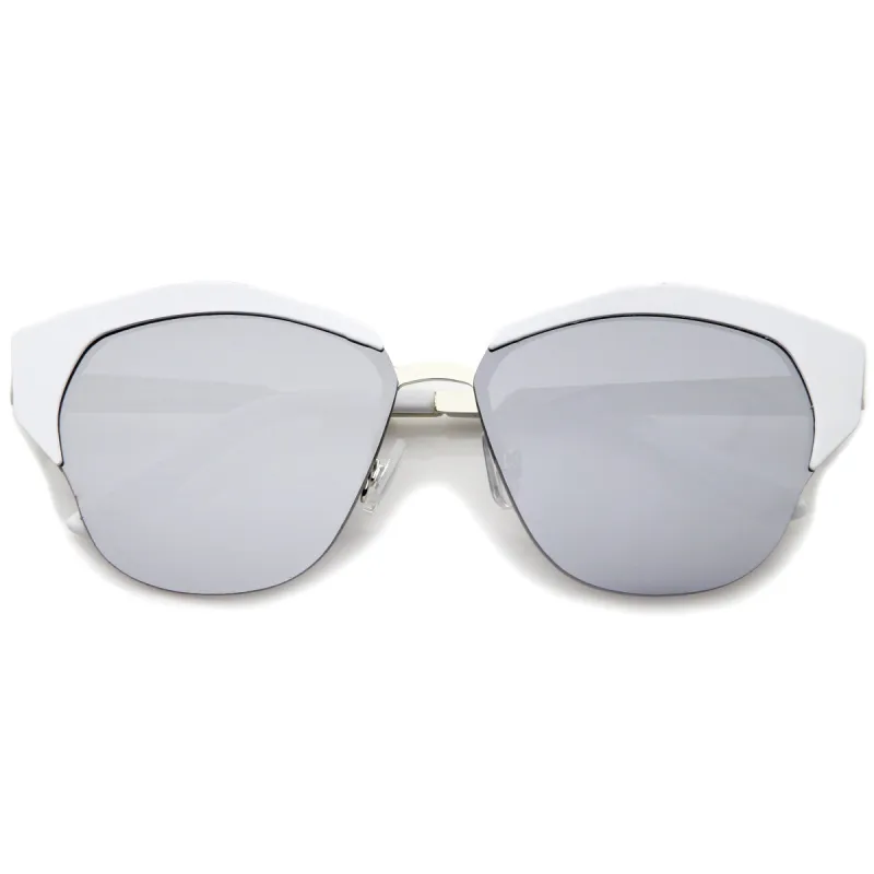 Women's Oversize Half Frame Mirrored Lens Cat Eye Sunglasses A443 sold by ZeroUV