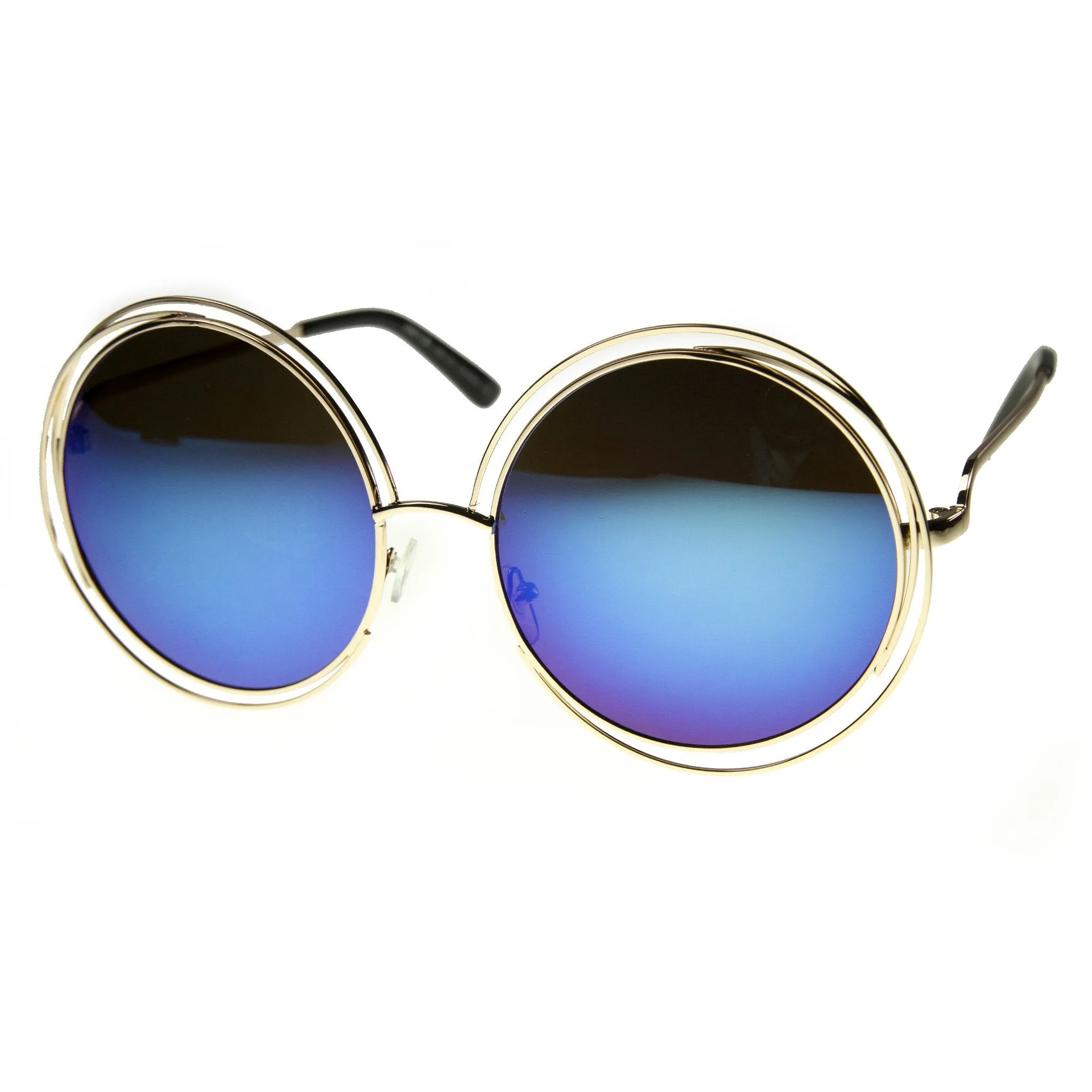 Indie Retro Dual Metal Round Mirrored Lens Sunglasses 9621 sold by ZeroUV product image thumbnail 2