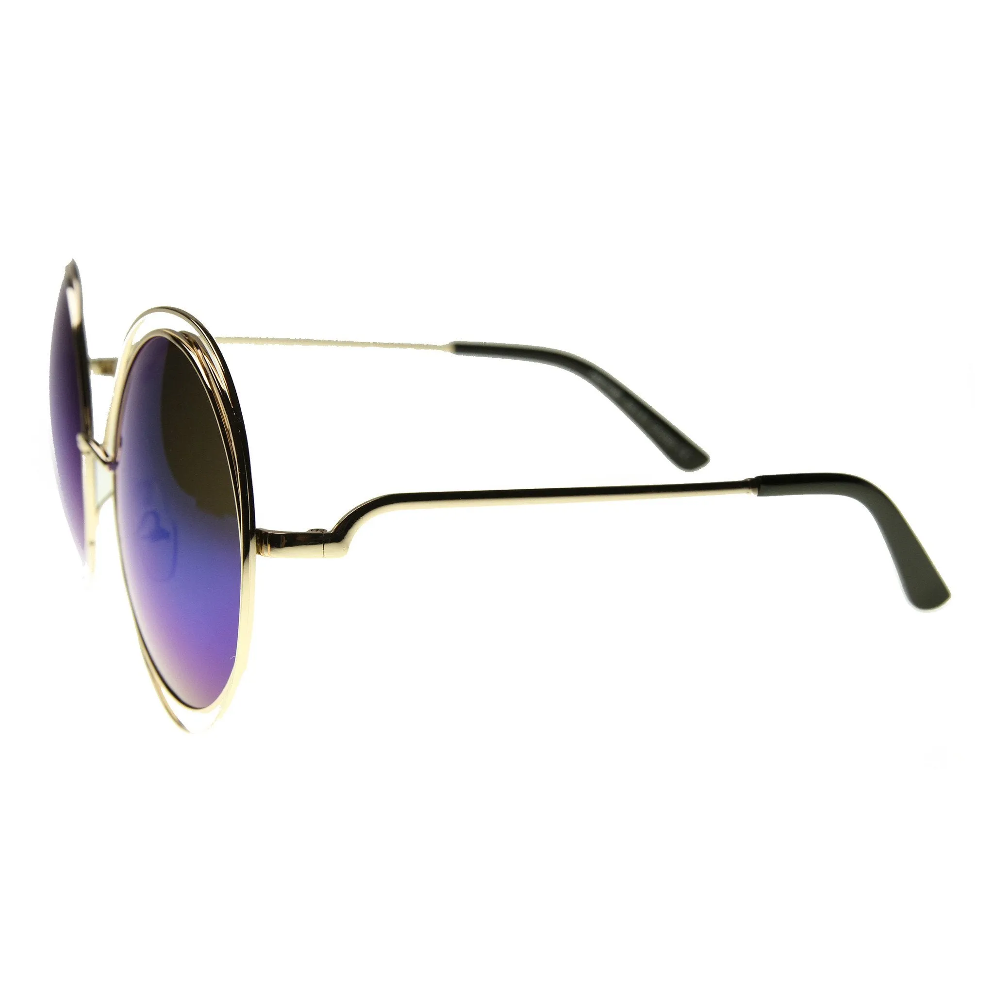 Indie Retro Dual Metal Round Mirrored Lens Sunglasses 9621 sold by ZeroUV product image thumbnail 3