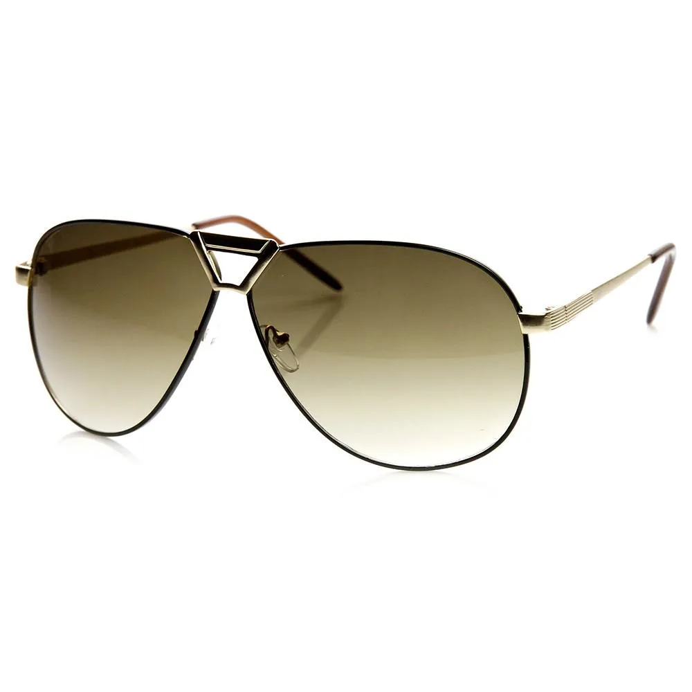 Mens Large Fashion GQ Two-Tone Metal Aviator Sunglasses 9288 sold by ZeroUV product image thumbnail 4
