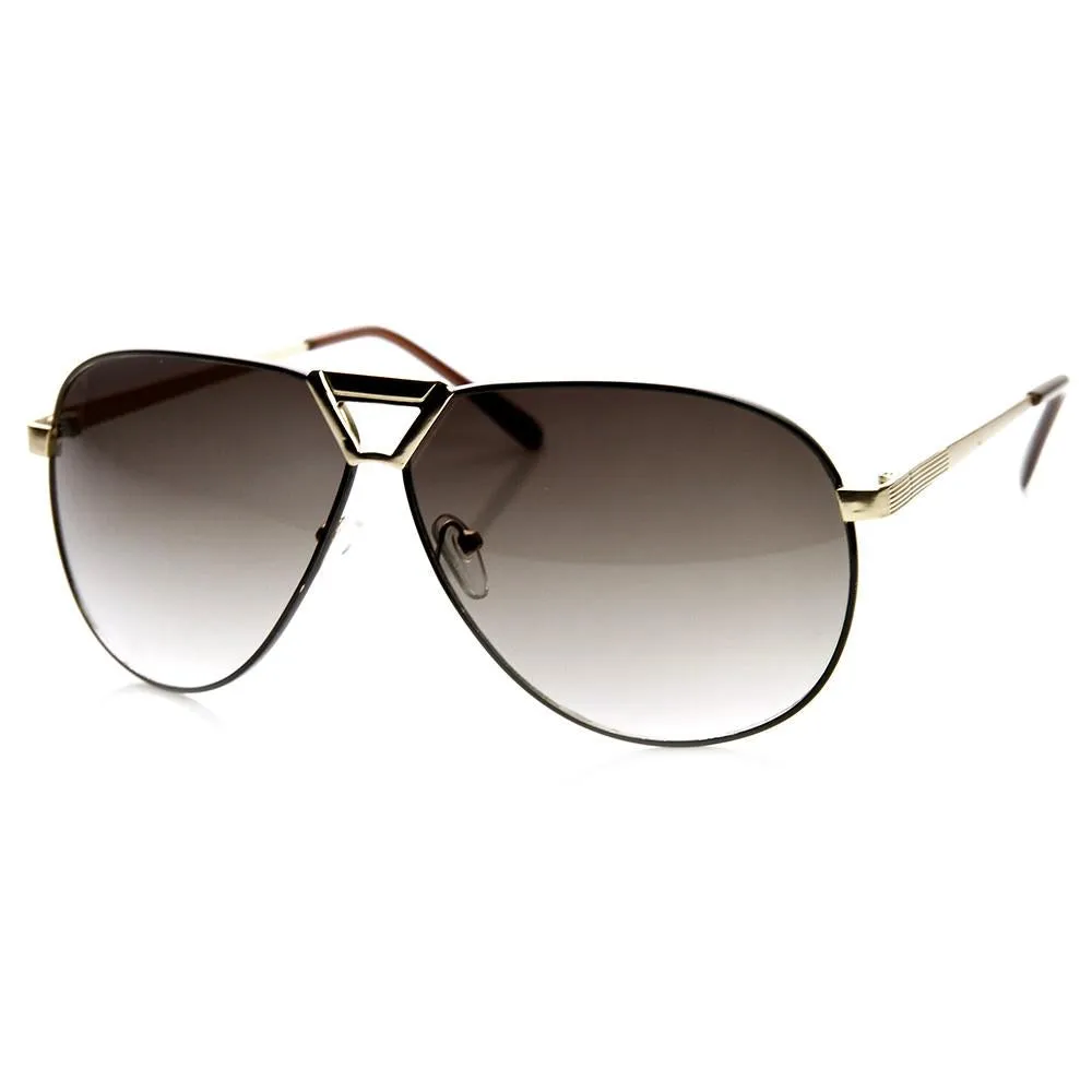 Mens Large Fashion GQ Two-Tone Metal Aviator Sunglasses 9288 sold by ZeroUV product image thumbnail 5