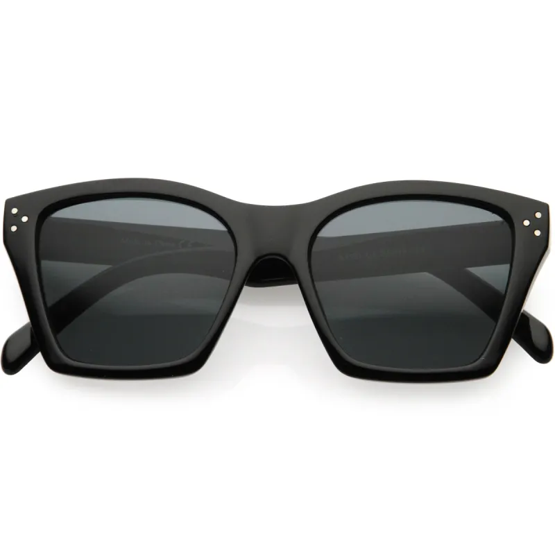 Classy Temple Accent Neutral Colored Square Bottom Horn Rimmed Sunglasses D060 sold by ZeroUV