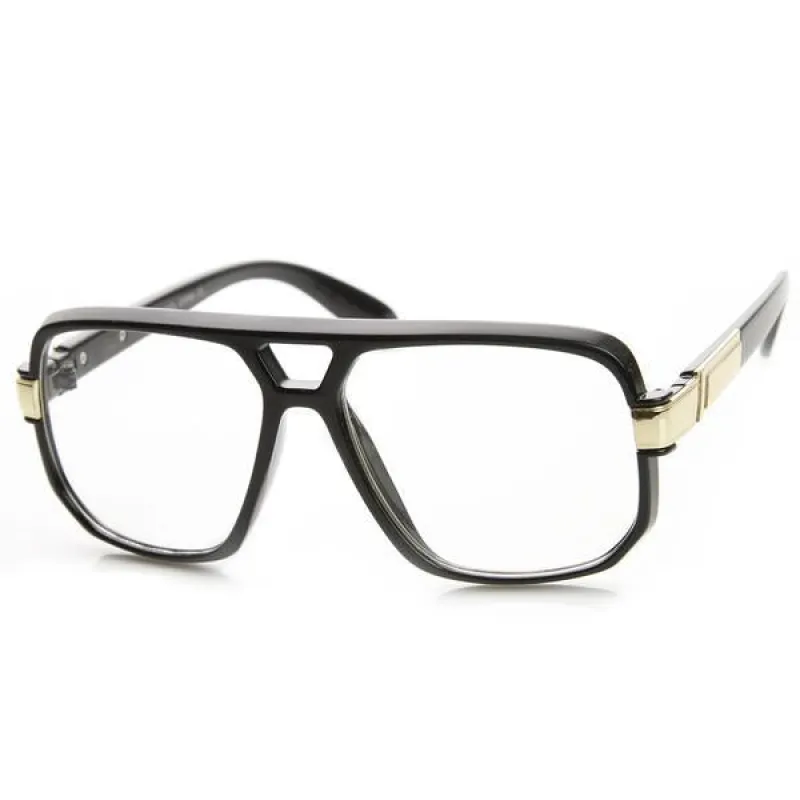 Retro 1980's Classic Square Frame Hip Hop Clear Lens Glasses sold by ZeroUV