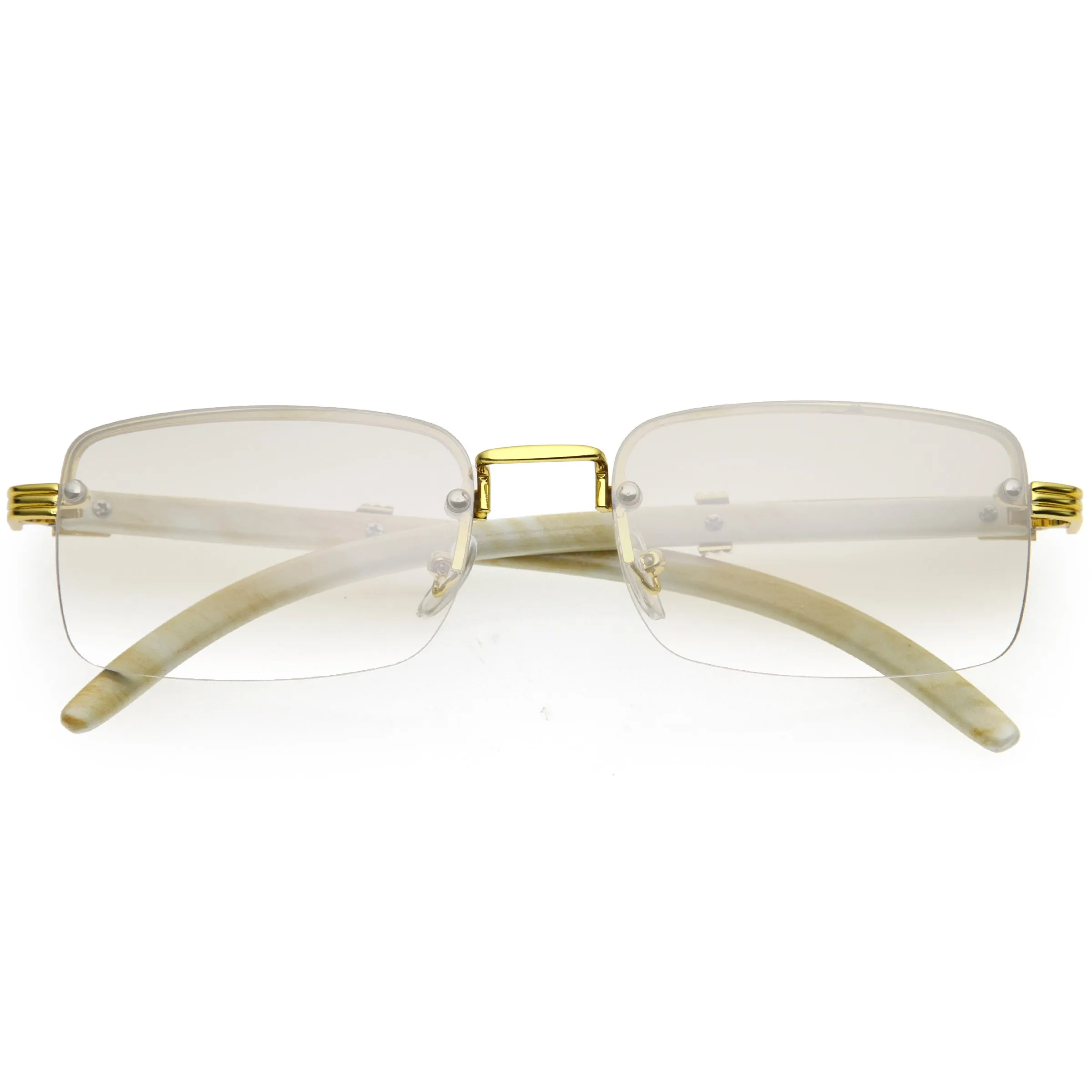 Luxe Vintage-Inspired Rimless Neutral Medium Square Sunglasses D251 sold by ZeroUV product image thumbnail 4