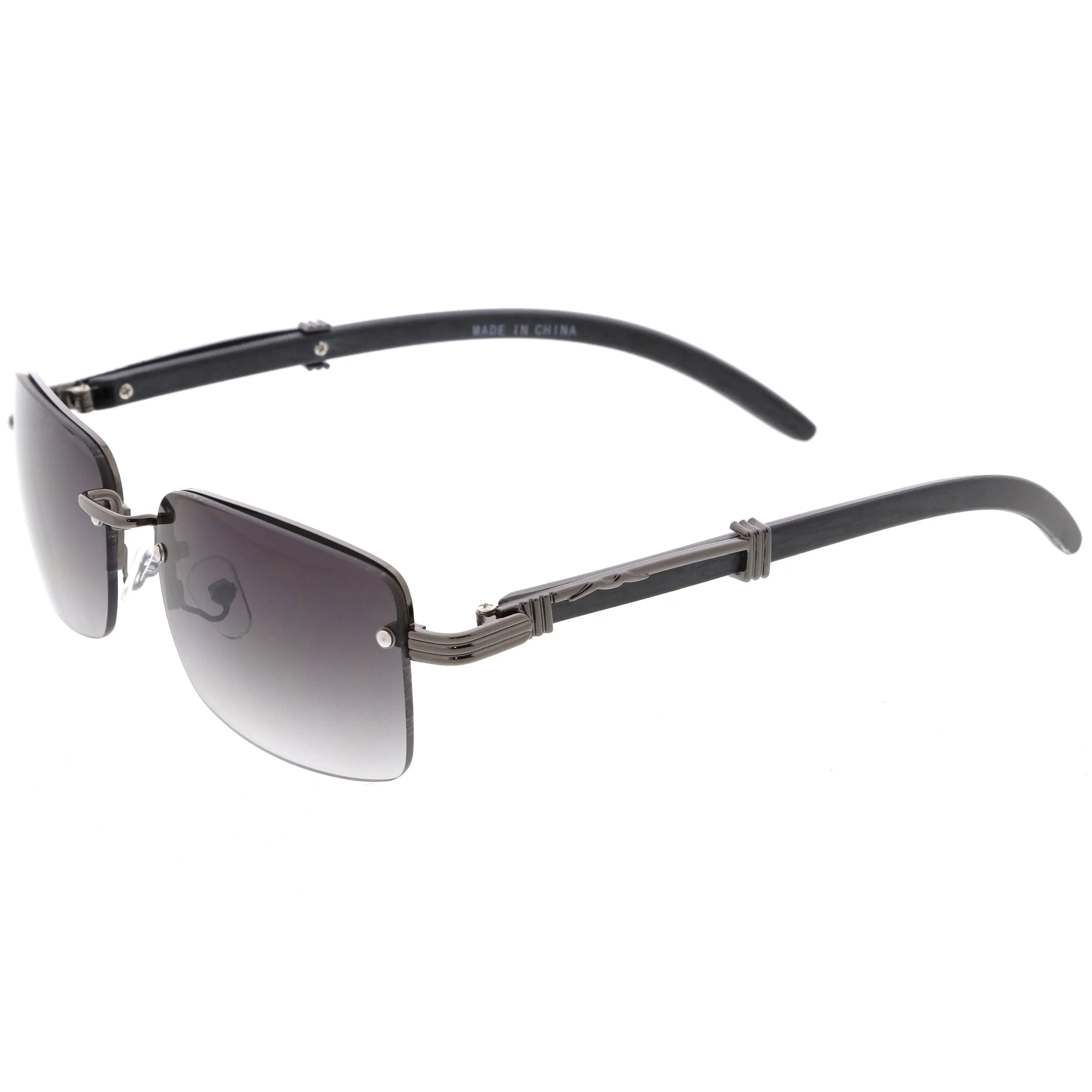 Luxe Vintage-Inspired Rimless Neutral Medium Square Sunglasses D251 sold by ZeroUV product image thumbnail 3