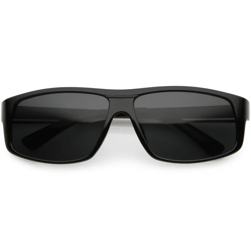 Lifestyle Flat Metal Arms  Polarized Lens Rectangle Sunglasses C892 sold by ZeroUV