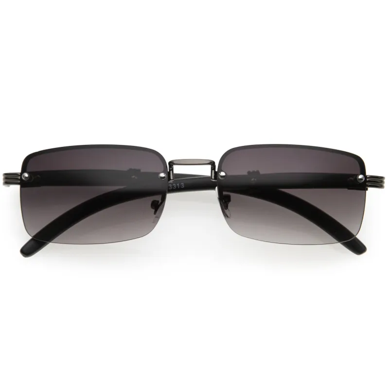 Luxe Vintage-Inspired Rimless Neutral Medium Square Sunglasses D251 sold by ZeroUV