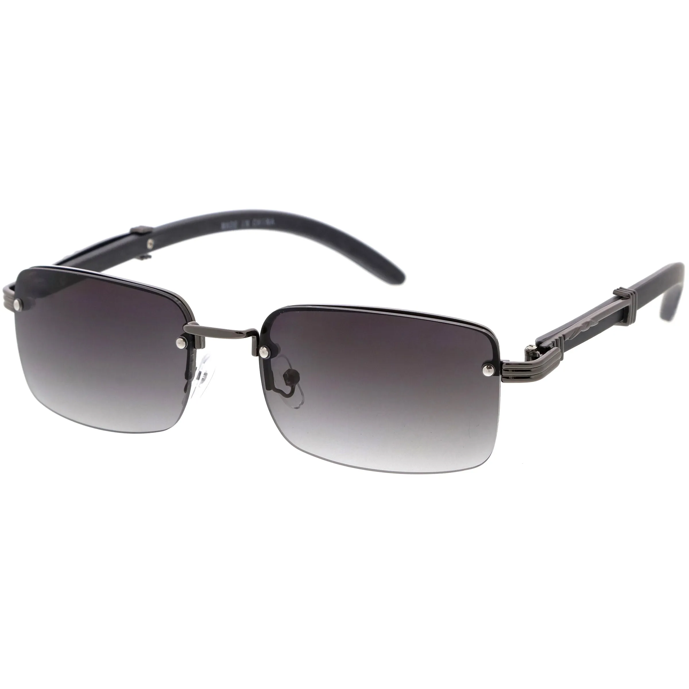 Luxe Vintage-Inspired Rimless Neutral Medium Square Sunglasses D251 sold by ZeroUV product image thumbnail 2