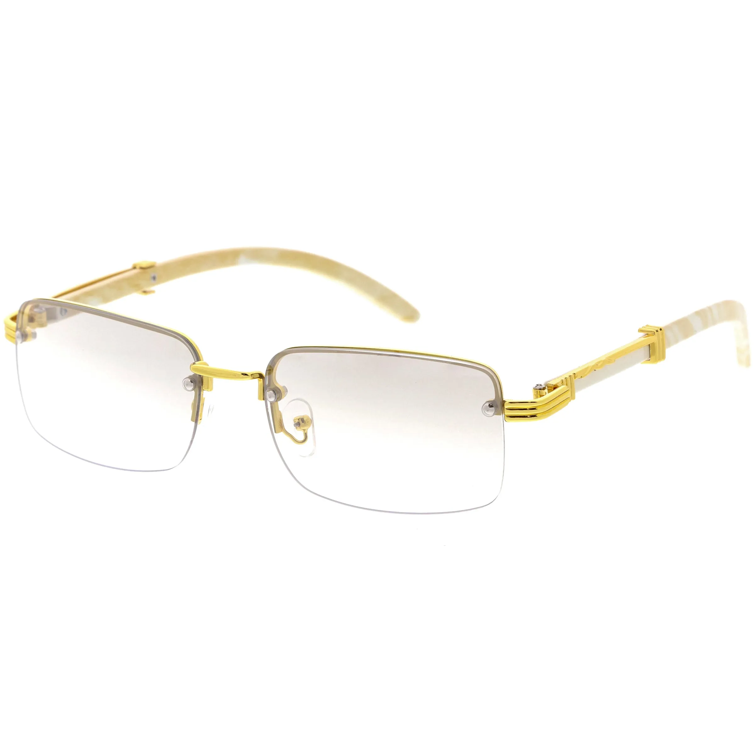 Luxe Vintage-Inspired Rimless Neutral Medium Square Sunglasses D251 sold by ZeroUV product image thumbnail 5