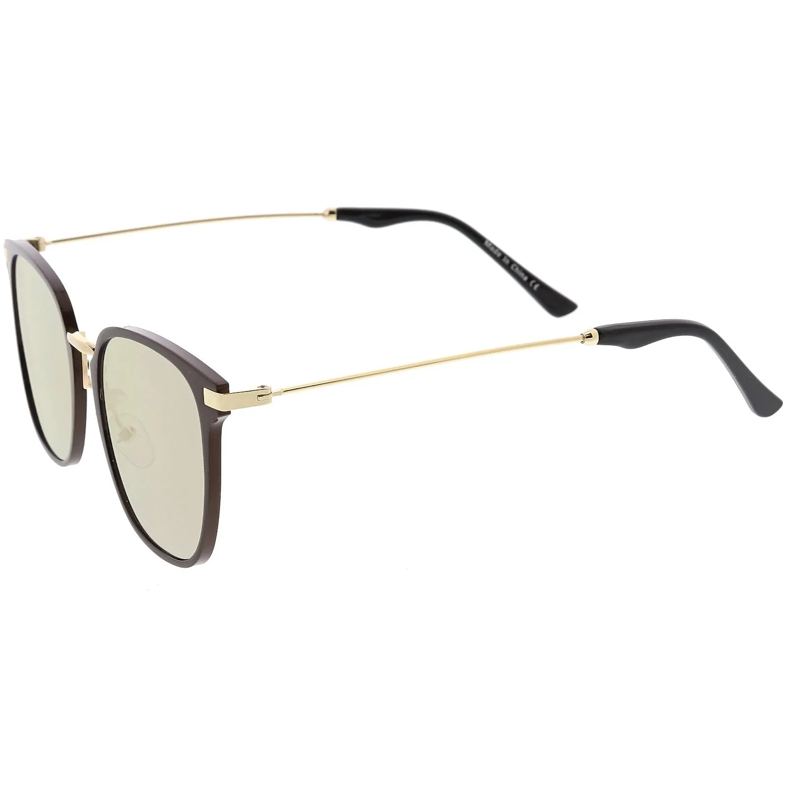 Retro Modern Premium Horned Rim Mirrored Flat Lens Sunglasses C834 sold by ZeroUV product image thumbnail 5