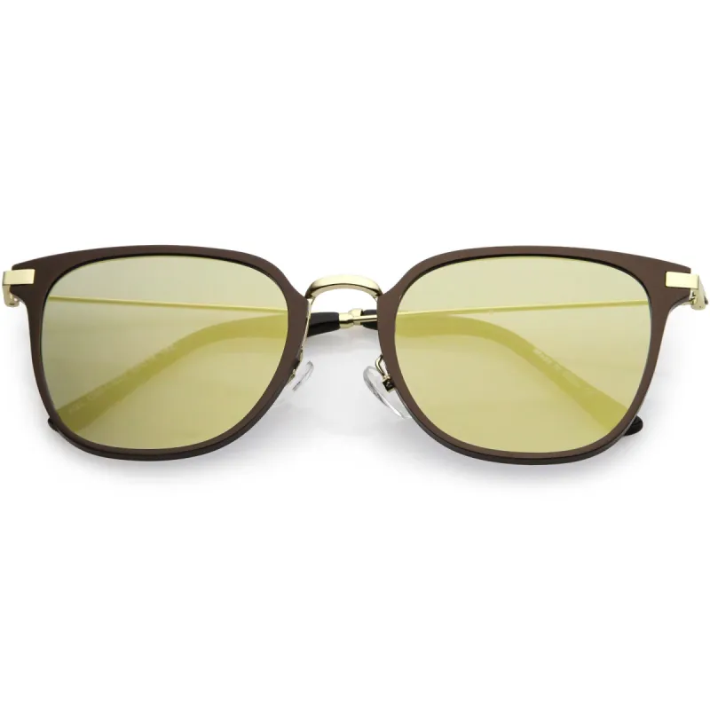 Retro Modern Premium Horned Rim Mirrored Flat Lens Sunglasses C834 sold by ZeroUV