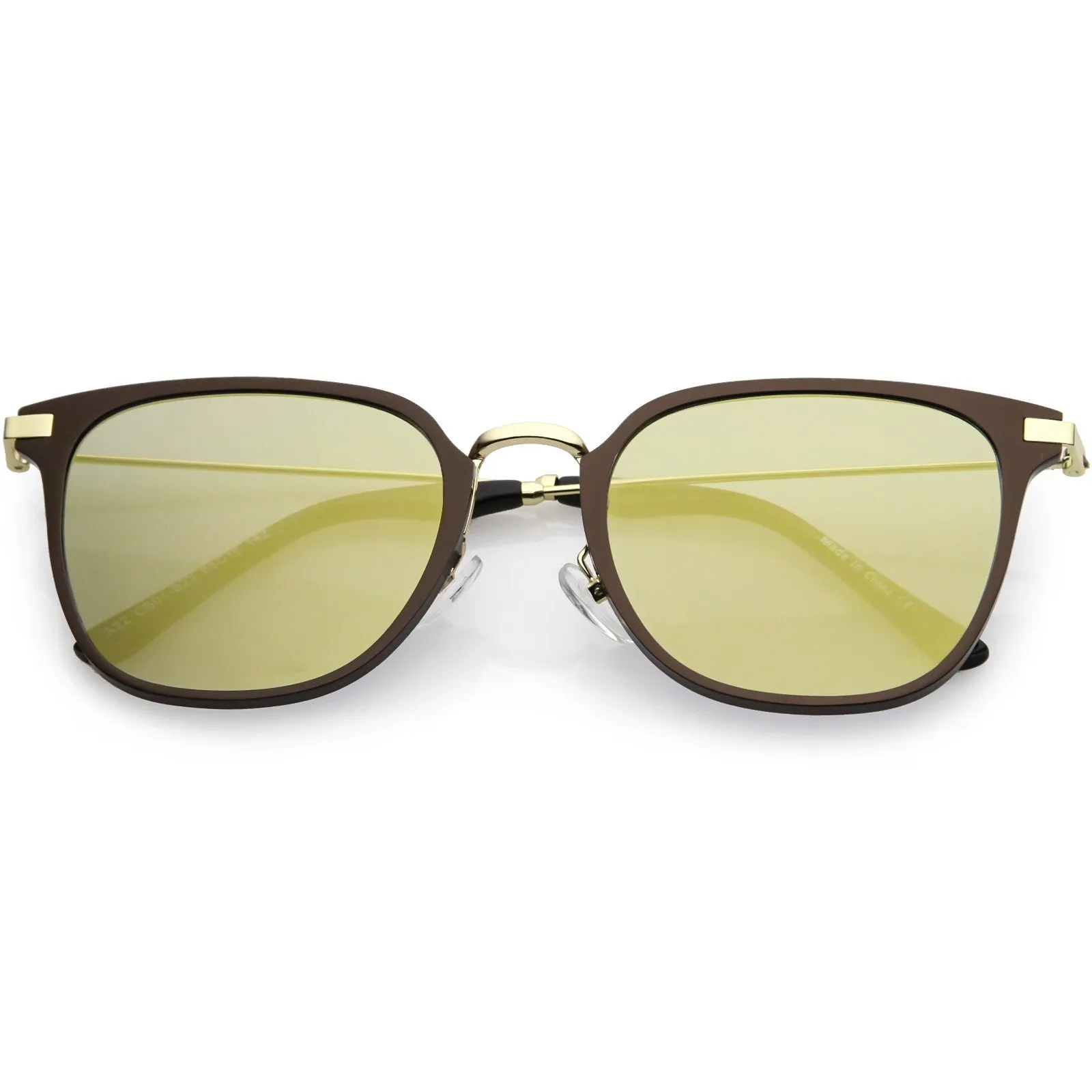 Retro Modern Premium Horned Rim Mirrored Flat Lens Sunglasses C834 sold by ZeroUV product image thumbnail 3
