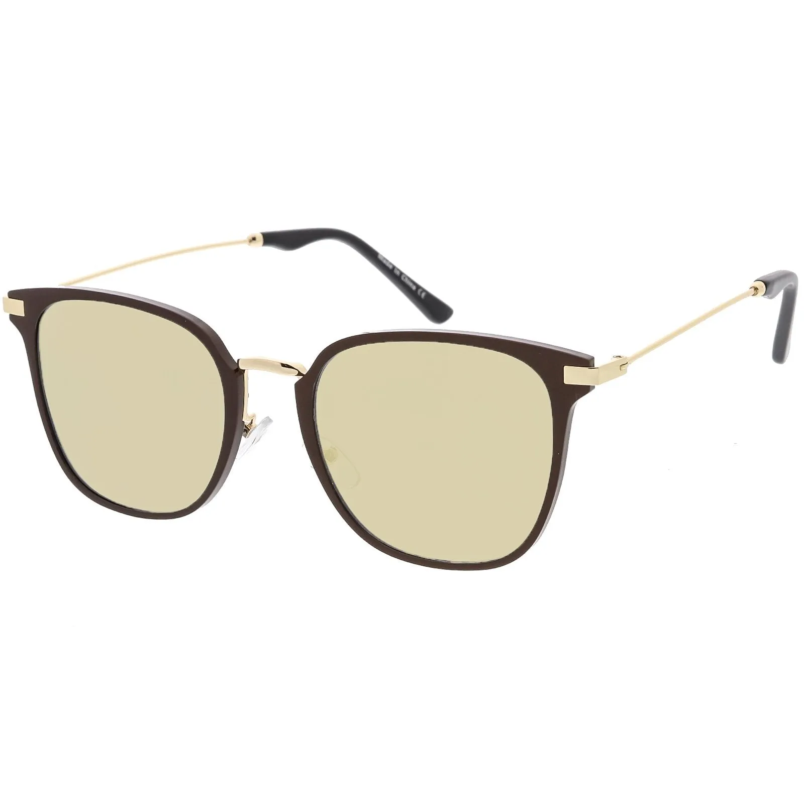 Retro Modern Premium Horned Rim Mirrored Flat Lens Sunglasses C834 sold by ZeroUV product image thumbnail 4