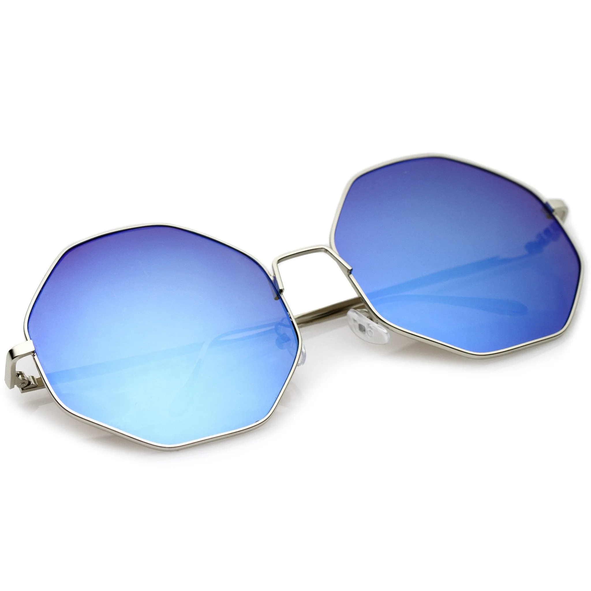 Women's Oversize Mirrored Octagon Flat Lens Sunglasses A655 sold by ZeroUV product image thumbnail 4
