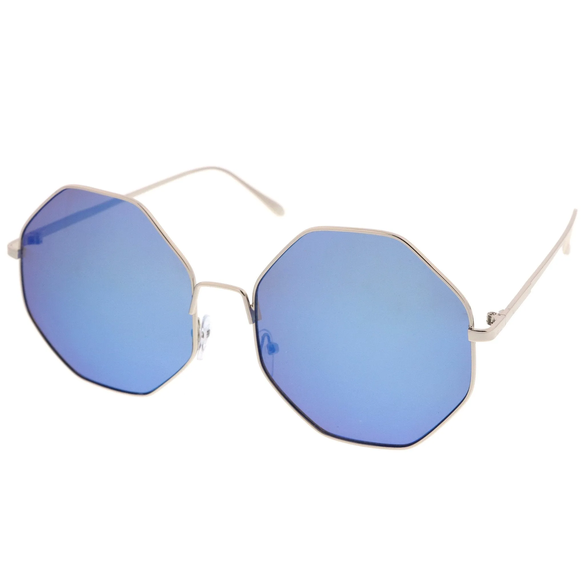 Women's Oversize Mirrored Octagon Flat Lens Sunglasses A655 sold by ZeroUV product image thumbnail 2
