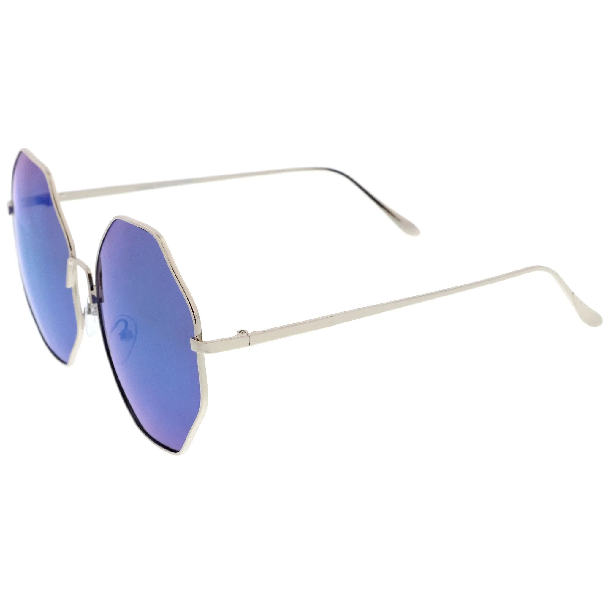 Women's Oversize Mirrored Octagon Flat Lens Sunglasses A655 sold by ZeroUV product image thumbnail 3