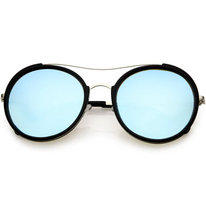 Chic Luxe Metal Crossbar Polarized Lens Round Sunglasses C881 sold by ZeroUV