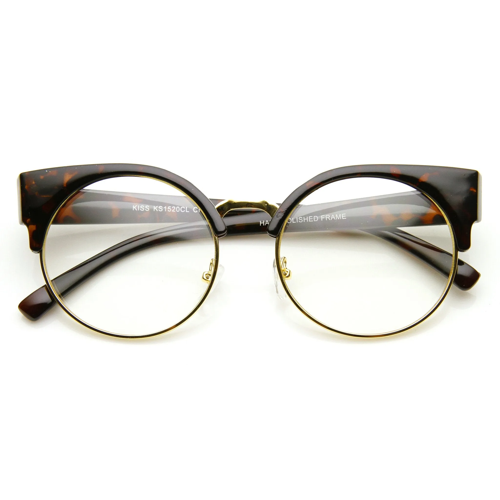Indie Hipster Round Cat Eye Clear Lens Half Frame Glasses sold by ZeroUV product image thumbnail 4