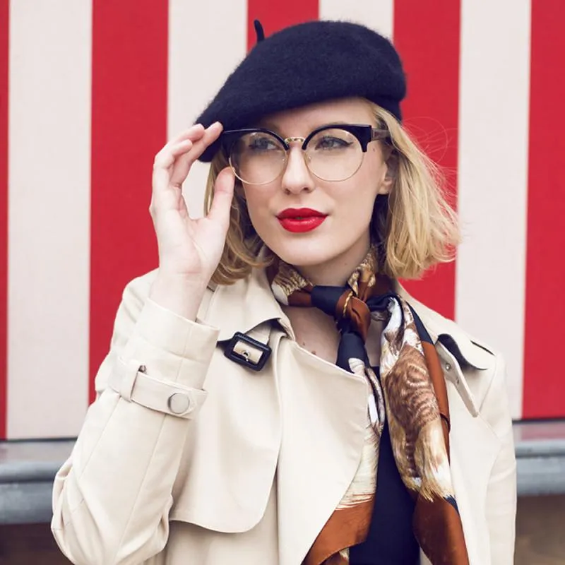 Indie Hipster Round Cat Eye Clear Lens Half Frame Glasses sold by ZeroUV product image thumbnail 2