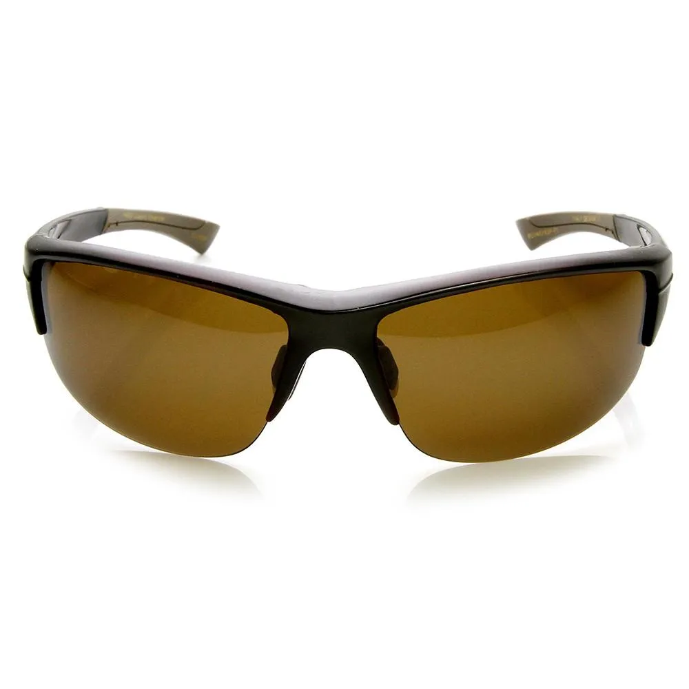 Mens Polarized TAC Lens Semi Rimless Action Sports Wrap Around Sunglasses 9272 sold by ZeroUV