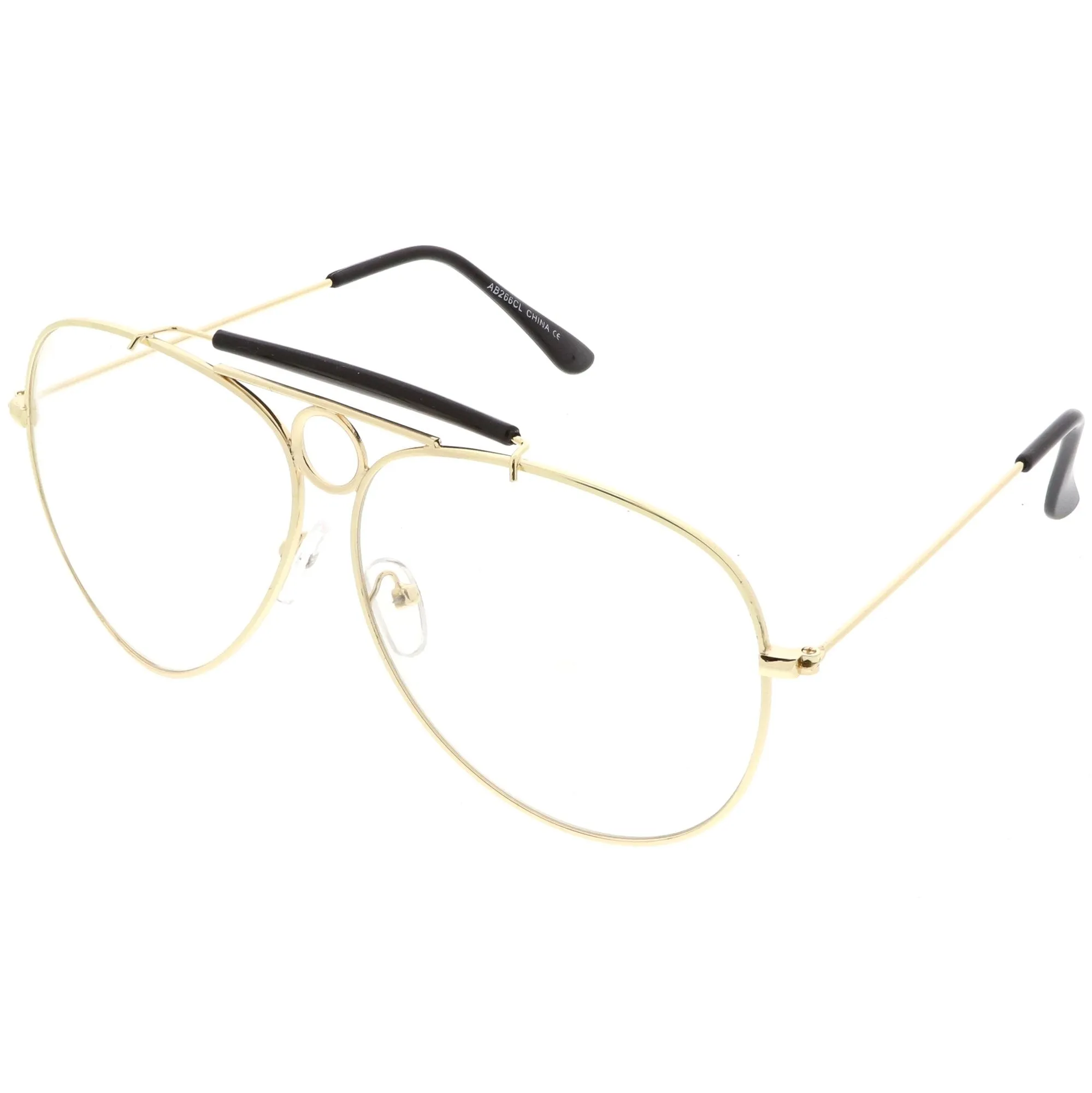 Oversize Retro Dad Fashion Clear Lens Aviator Glasses C301 sold by ZeroUV product image thumbnail 2