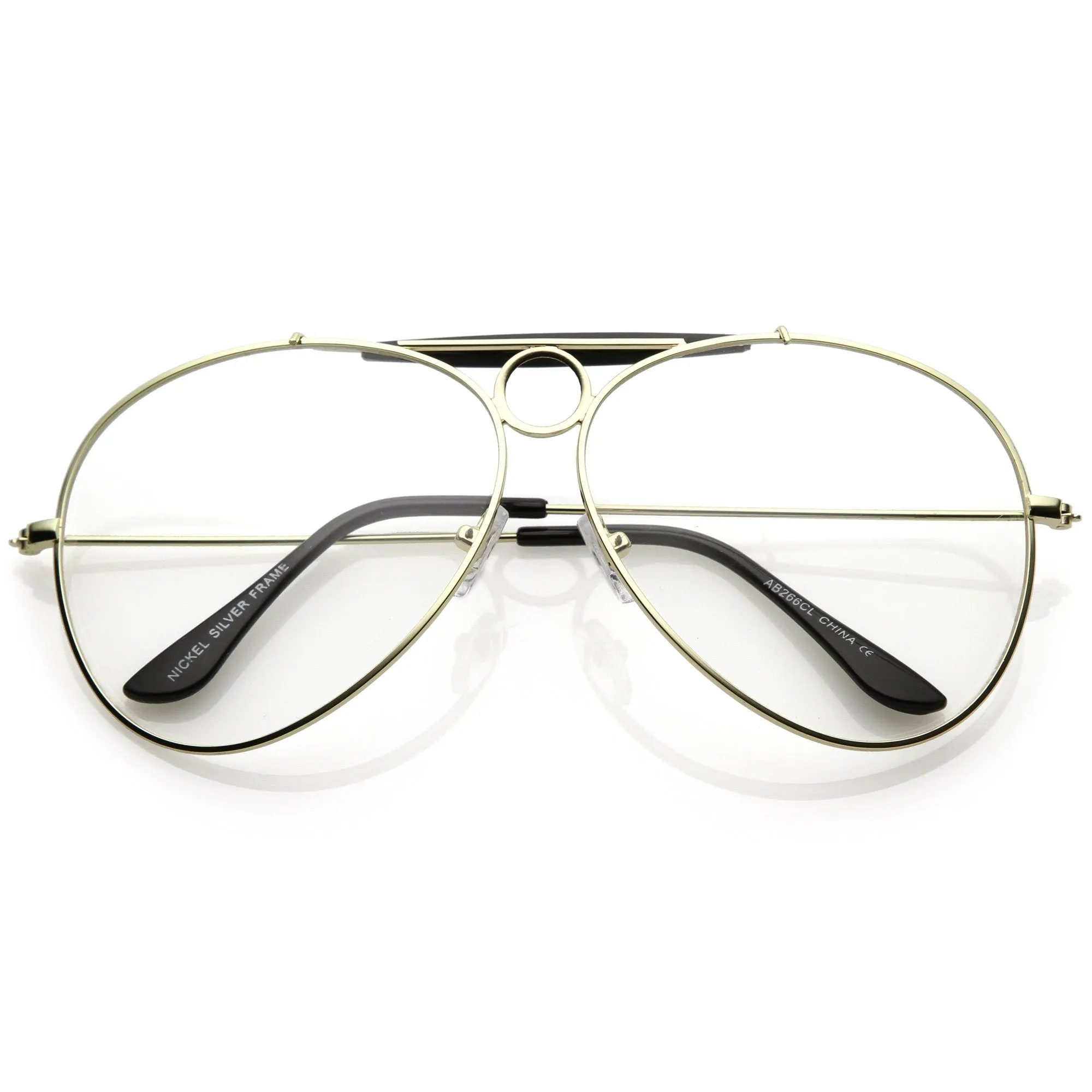 Oversize Retro Dad Fashion Clear Lens Aviator Glasses C301 sold by ZeroUV