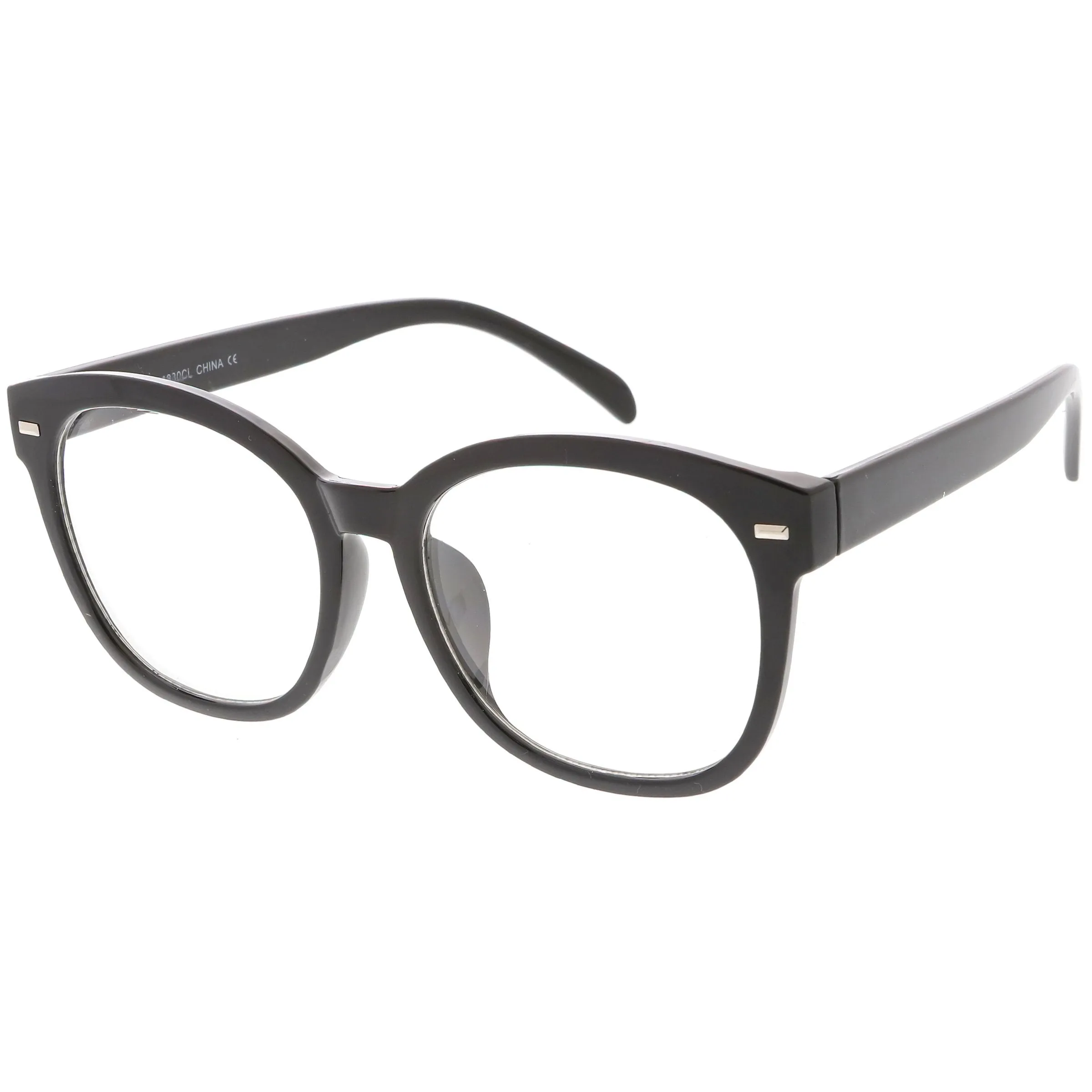 Oversize Round Indie Horned Rim Clear Lens Glasses C612 sold by ZeroUV product image thumbnail 2