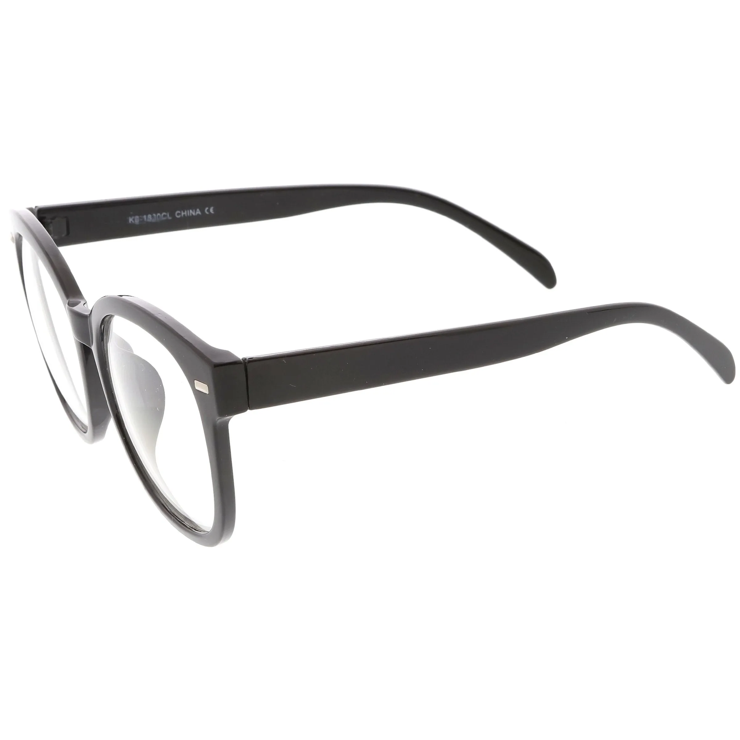 Oversize Round Indie Horned Rim Clear Lens Glasses C612 sold by ZeroUV product image thumbnail 3
