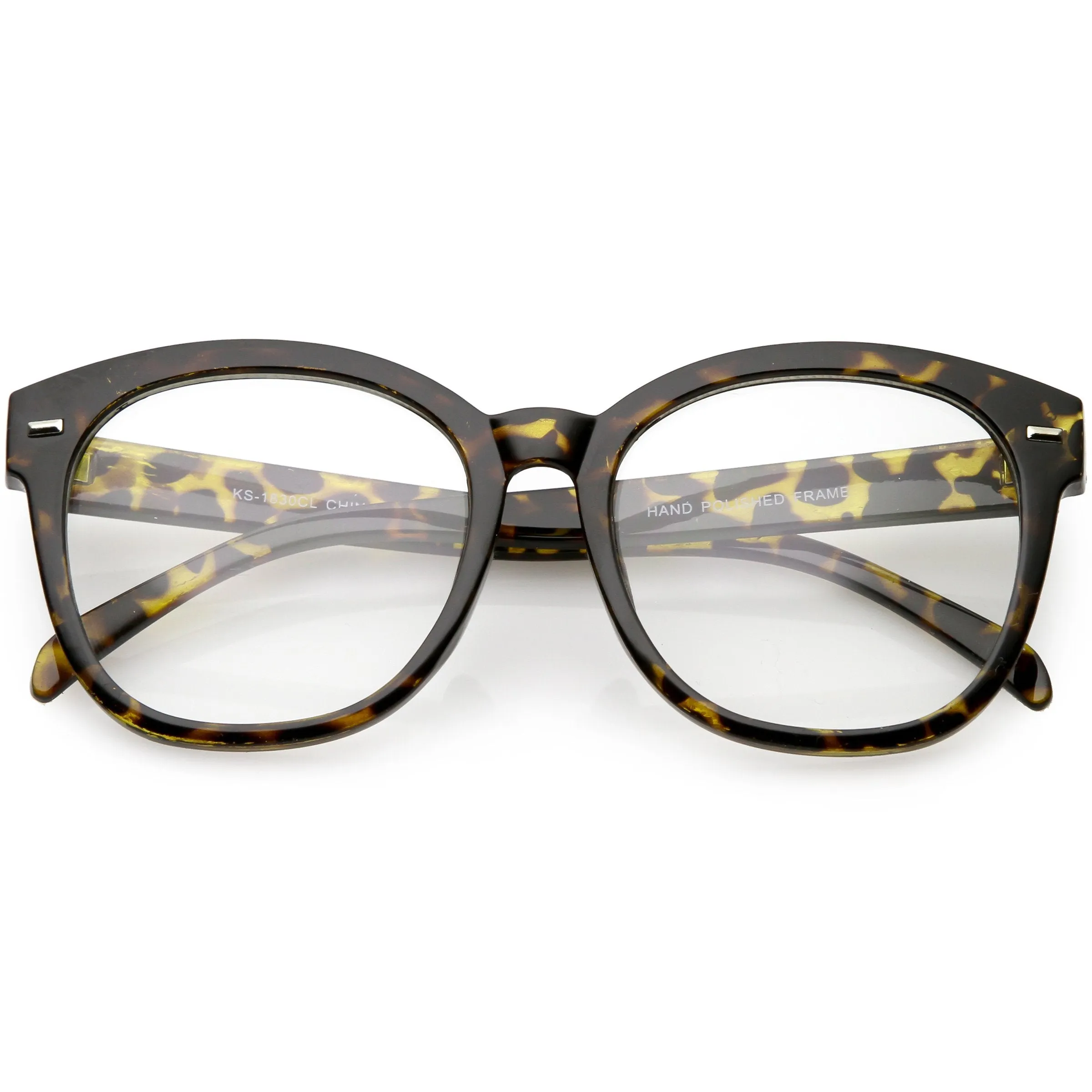 Oversize Round Indie Horned Rim Clear Lens Glasses C612 sold by ZeroUV product image thumbnail 5