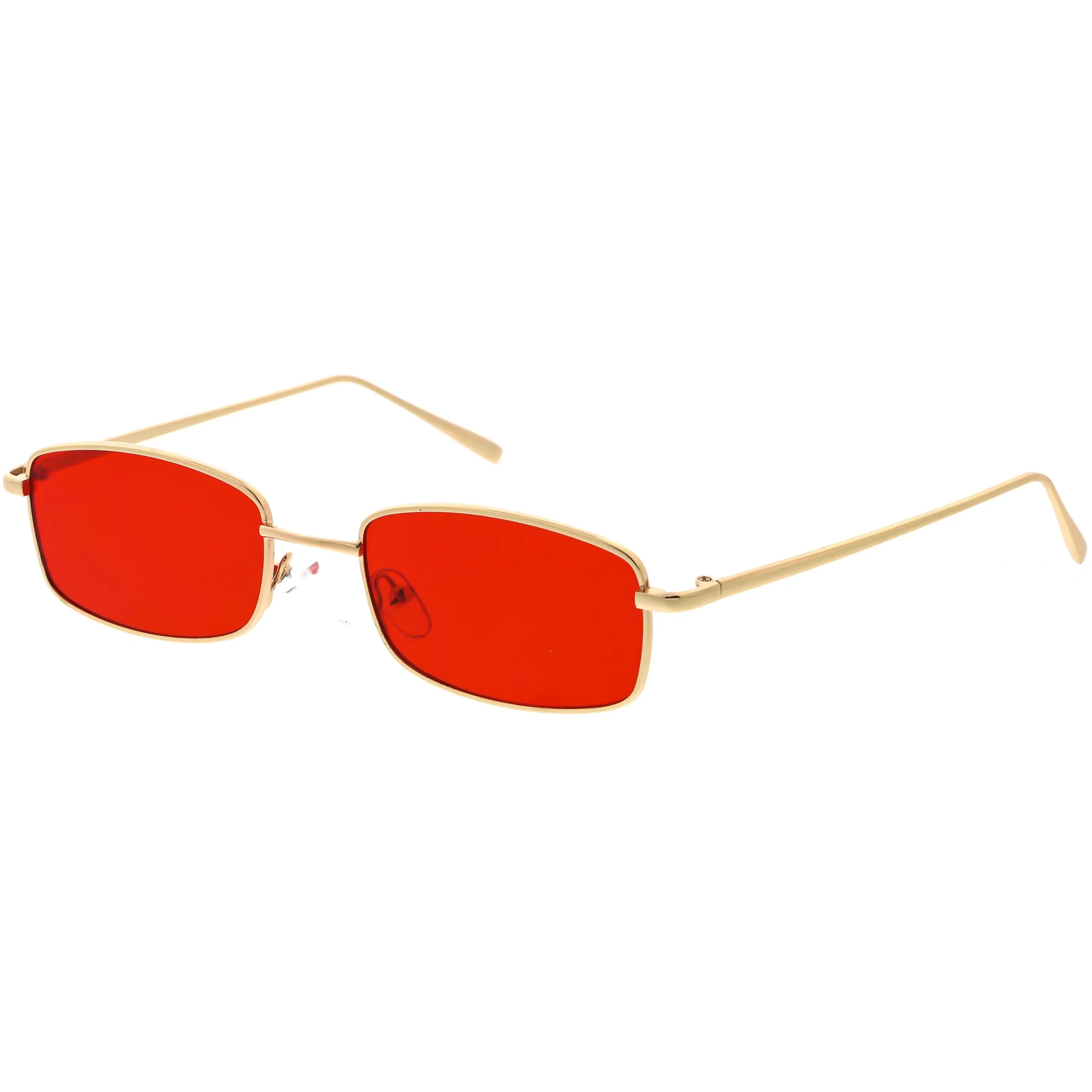 Slim 90s Inspired Color Tinted Lens Metal Square Sunglasses D121 sold by ZeroUV product image thumbnail 4