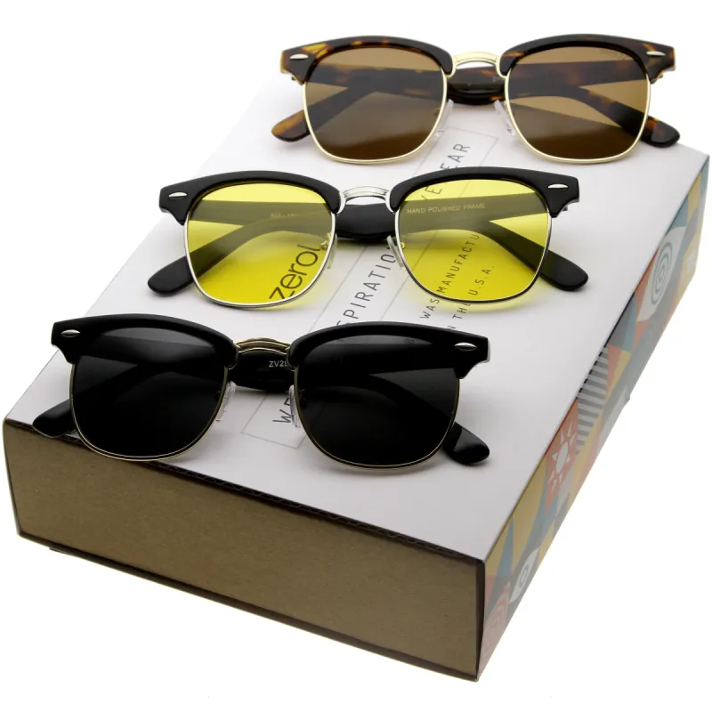 Retro Classic Horned Rim Half Frame Polarized Lens Sunglasses C044 [Promo Box] sold by ZeroUV